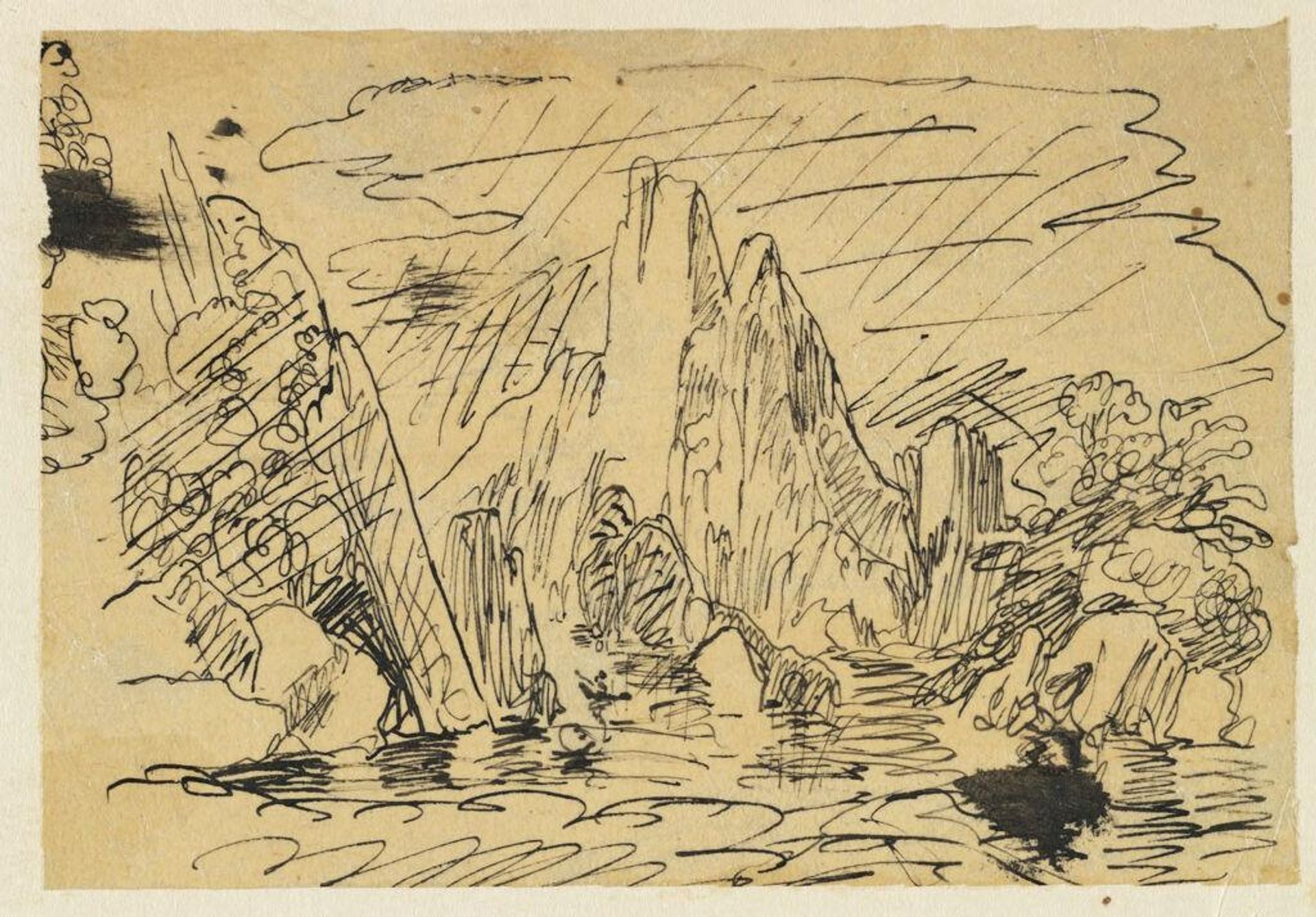 Landscape with Mountains by Rodolphe Bresdin