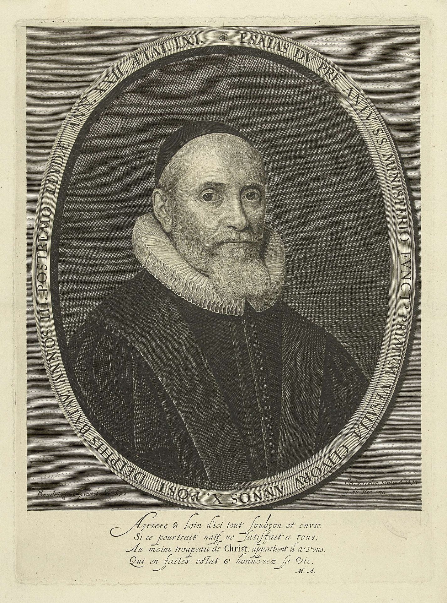Portret van predikant Esaias Dupré op 61-jarige leeftijd by Cornelis van Dalen I
