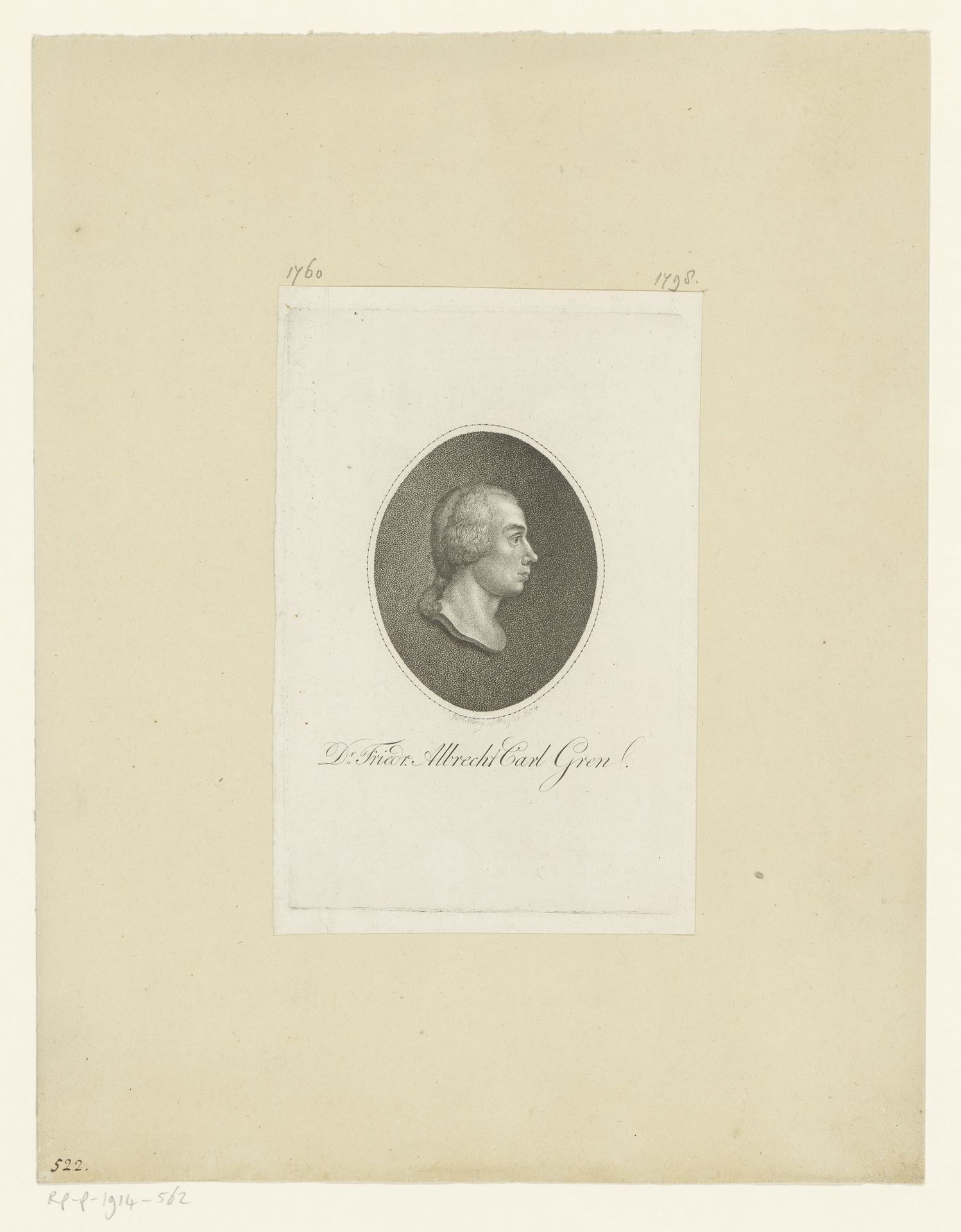 Portret van Friedrich Albert Carl Gren by Friedrich Wilhelm Nettling