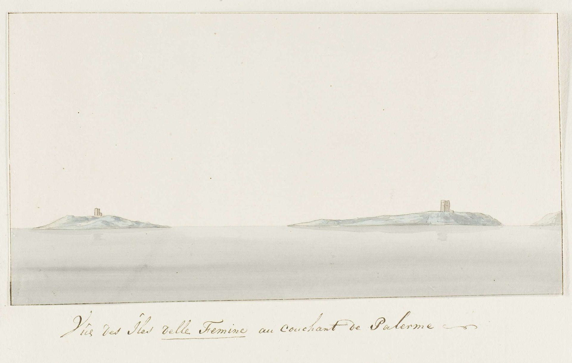 Gezicht op Isola delle Femine ten westen Palermo by Louis Ducros