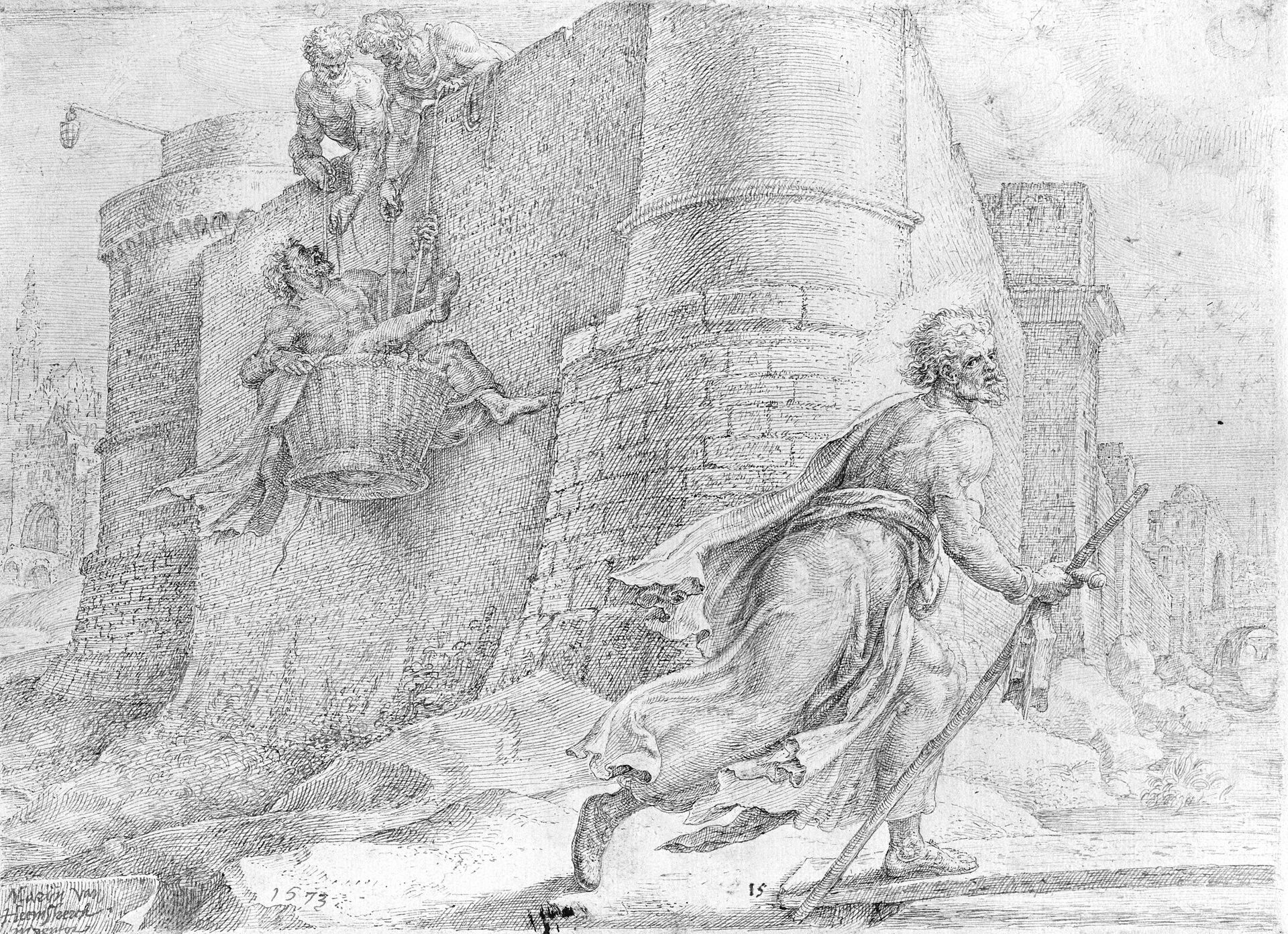 St. paul's Escape from Damascus by Maarten van Heemskerck
