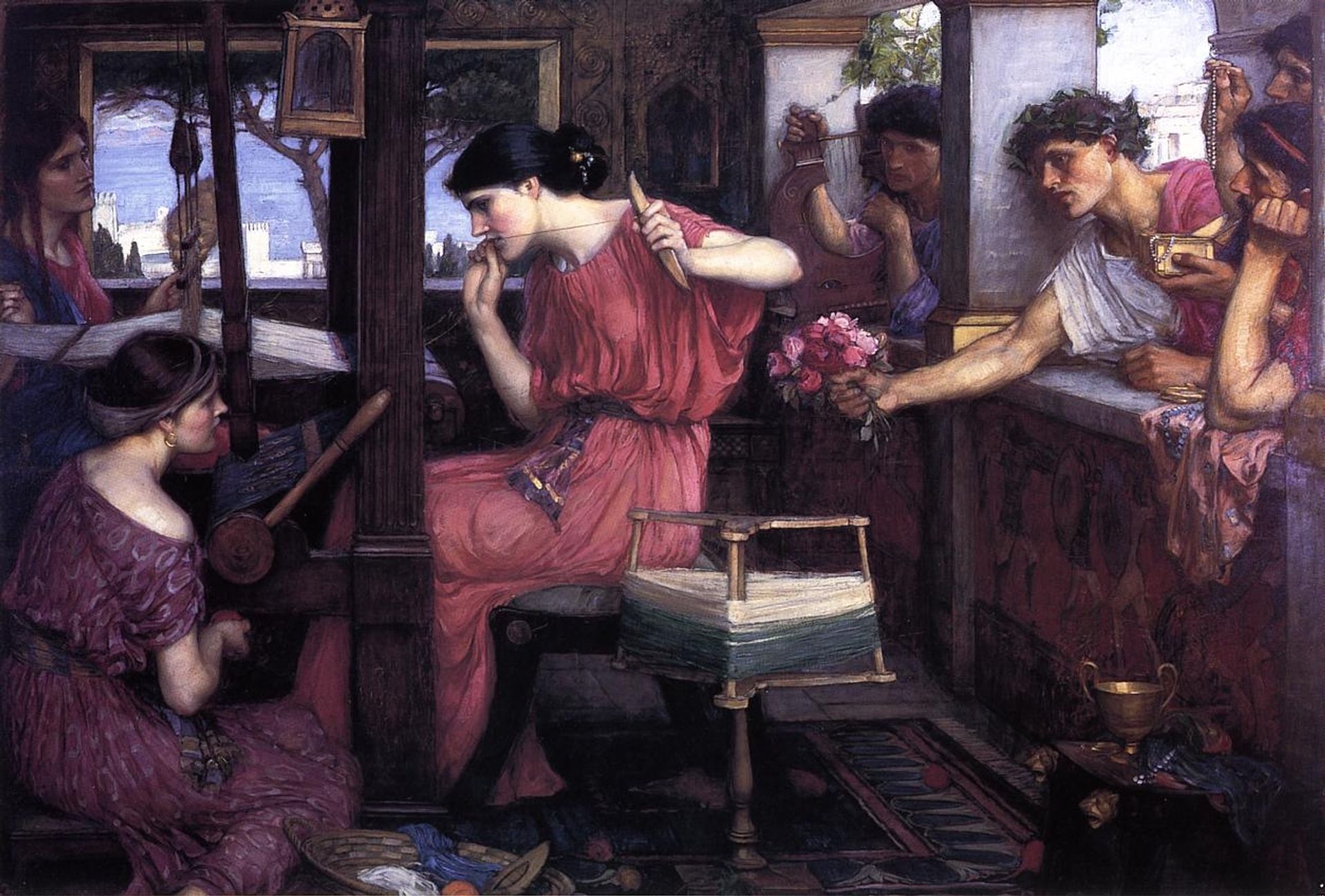 Penelope and the Suitors by John William Waterhouse