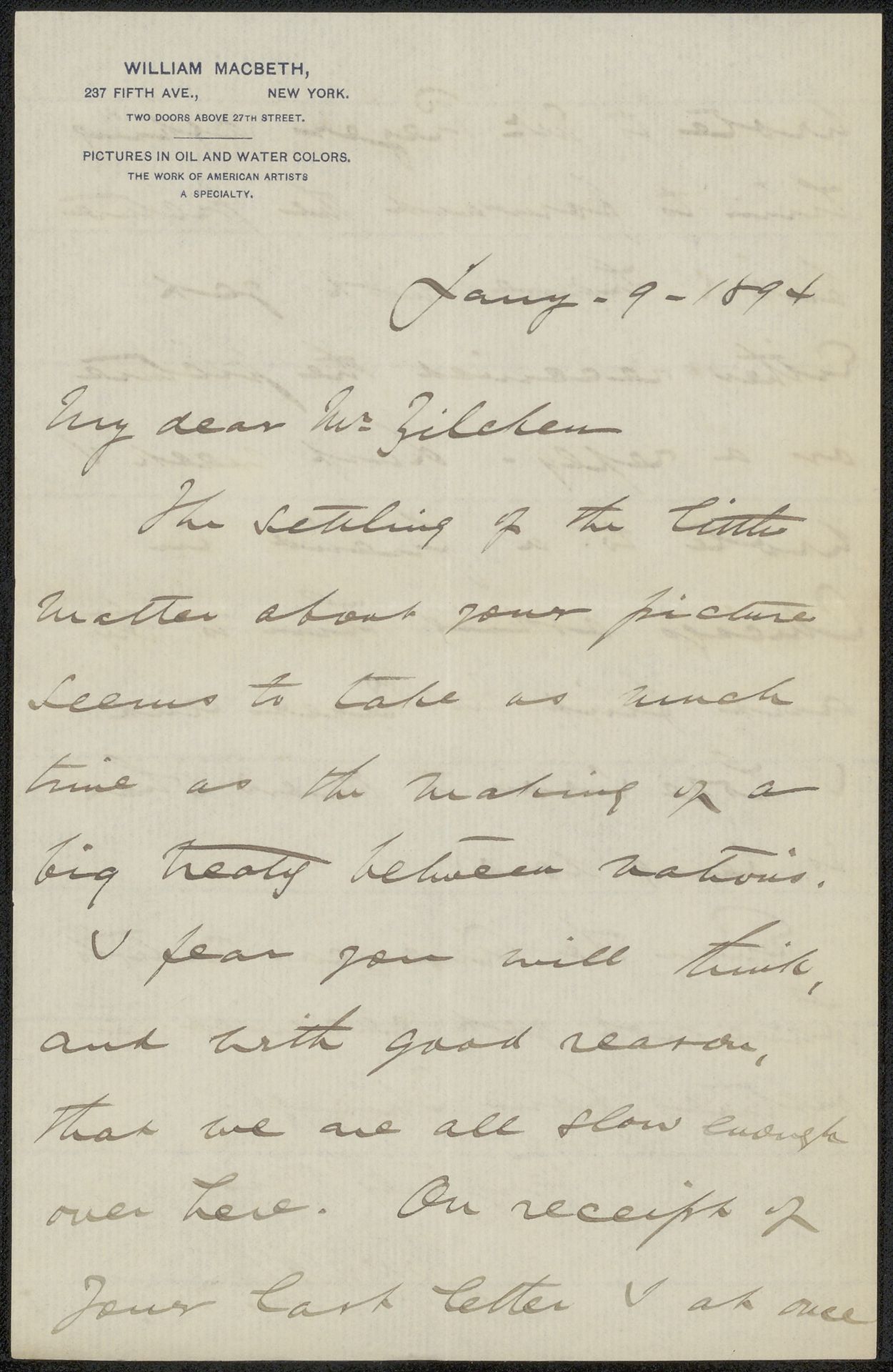 Brief aan Philip Zilcken by William Macbeth