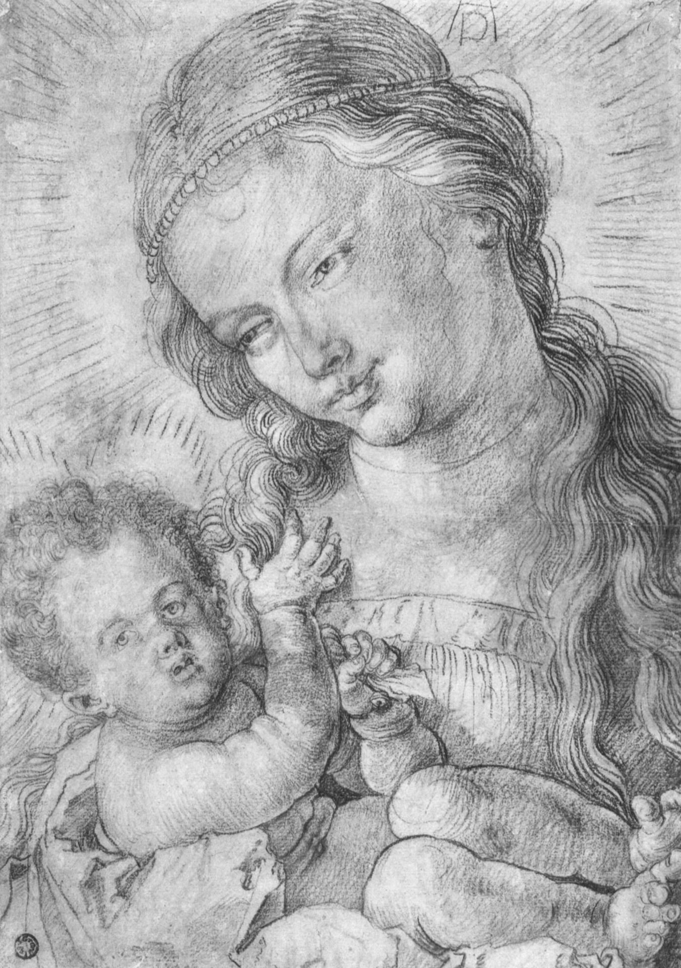 Madonna and child in half length by Albrecht Durer