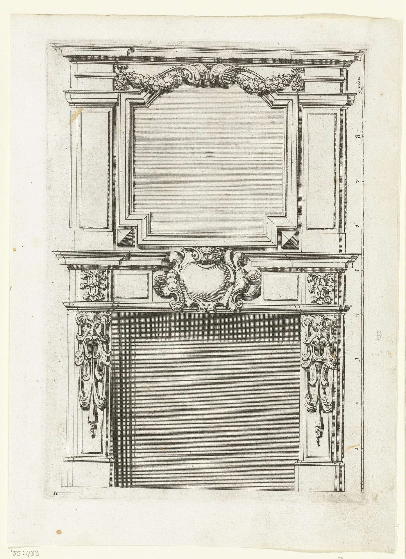 Onderboezem, schacht gedecoreerd met spiegel by Abraham Bosse