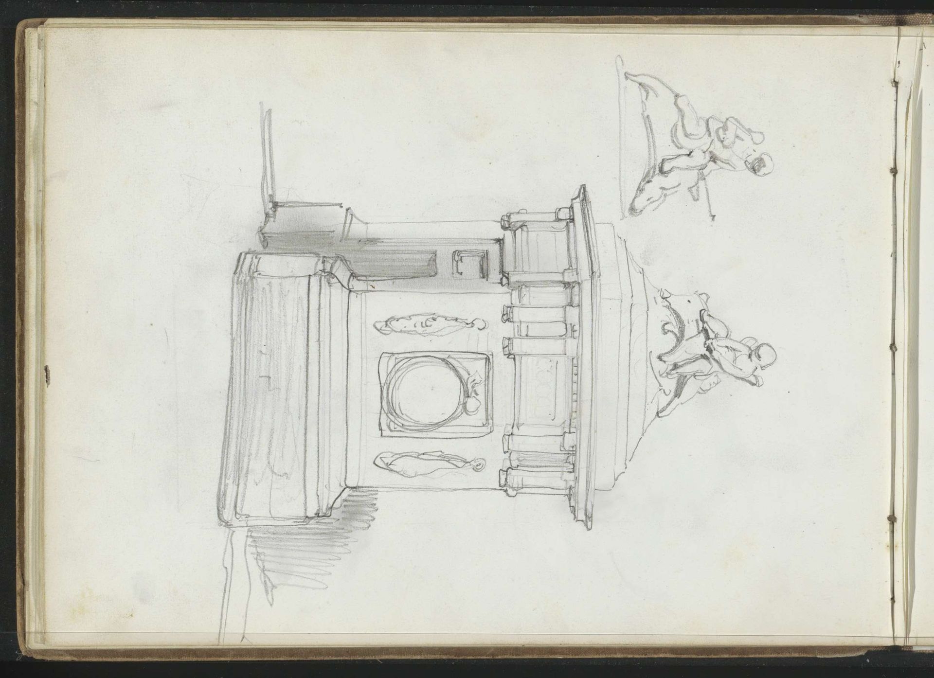 Beeld van een engel op een sokkel by Johannes Bosboom