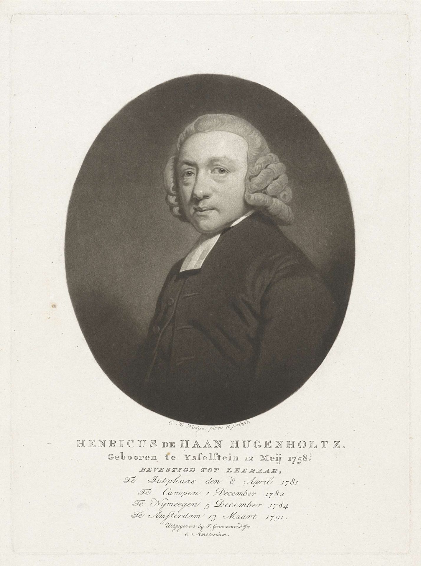 Portret van de predikant Henricus de Haan Hugenholtz by Charles Howard Hodges