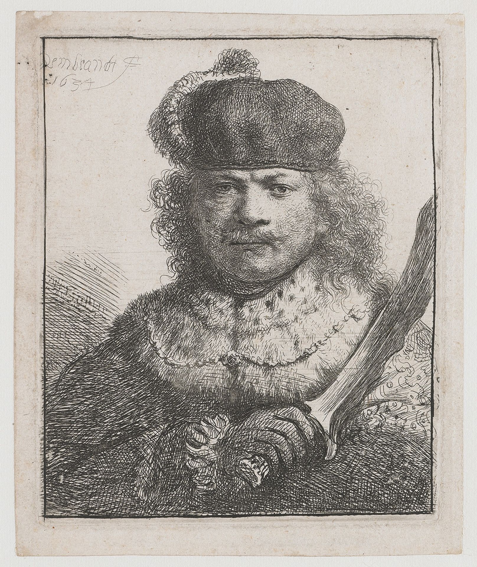 Self-portrait with raised sabre by Rembrandt van Rijn