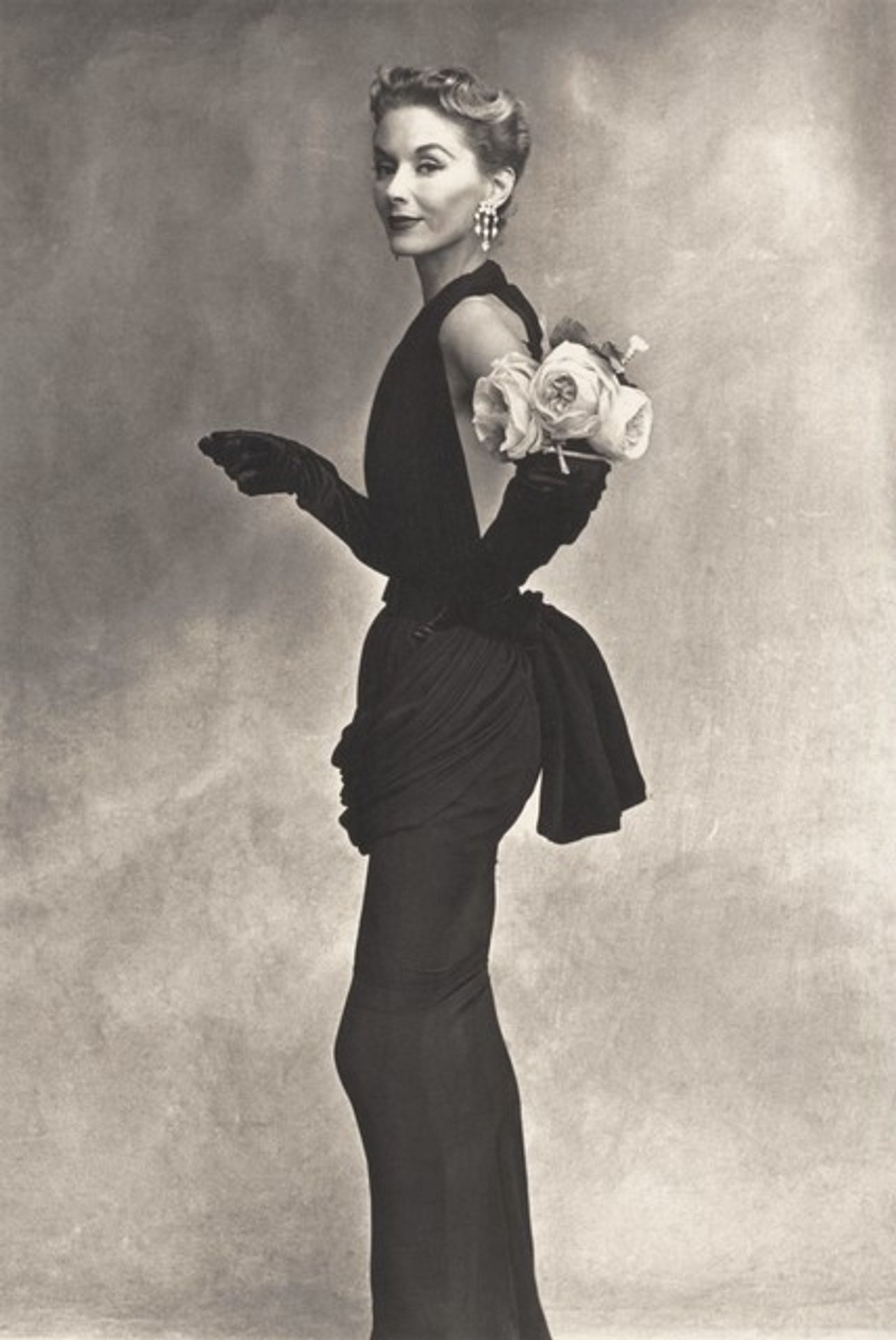 Woman with Roses (Lisa Fonssagrives-Penn in Lafaurie Dress), Paris by Irving Penn