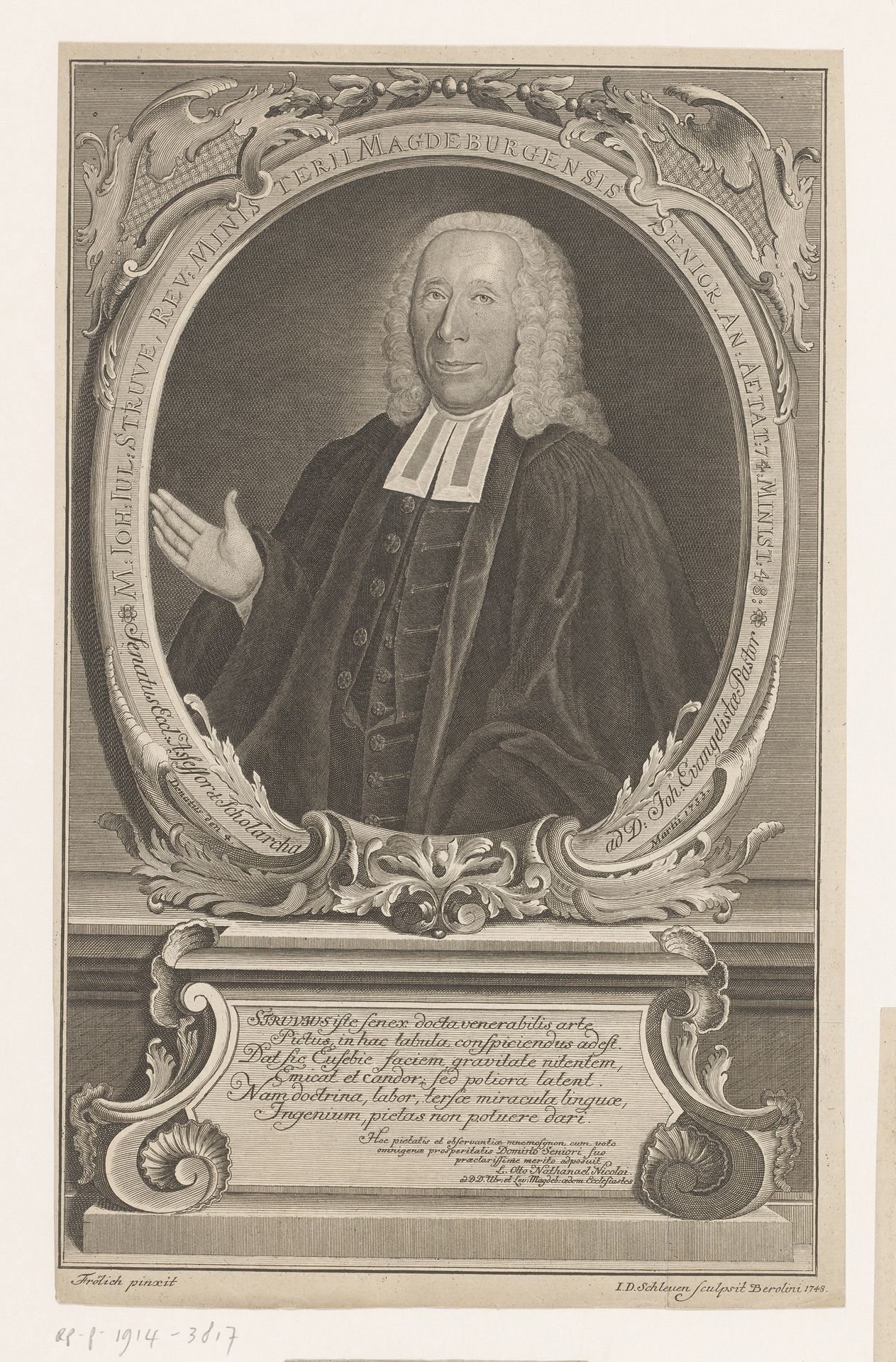 Portret van Johann Julius Struve by Johann David (I) Schleuen