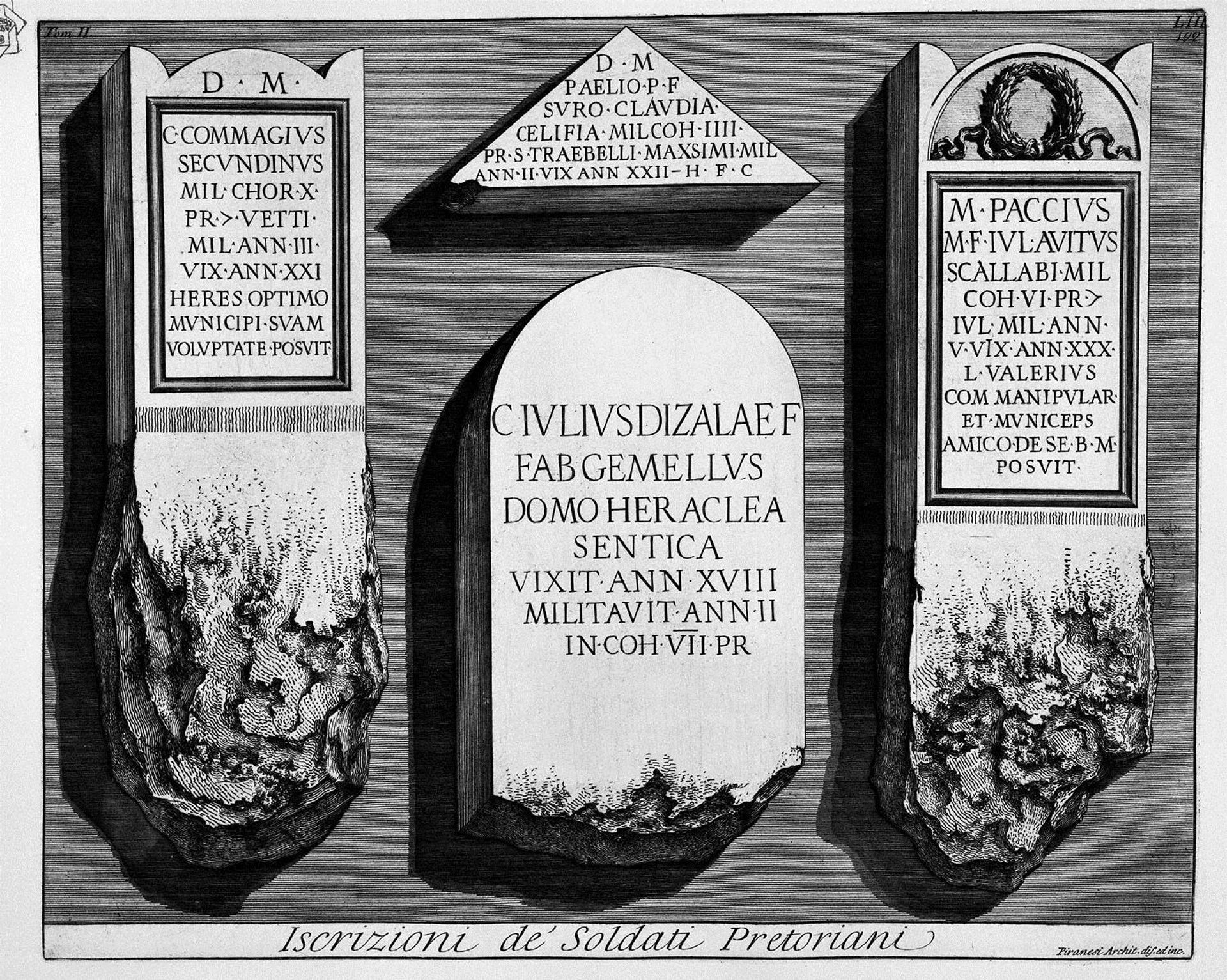 The Roman antiquities, t. 2, Plate LIII. Registration of `Soldiers Praetorian guards. by Giovanni Battista Piranesi