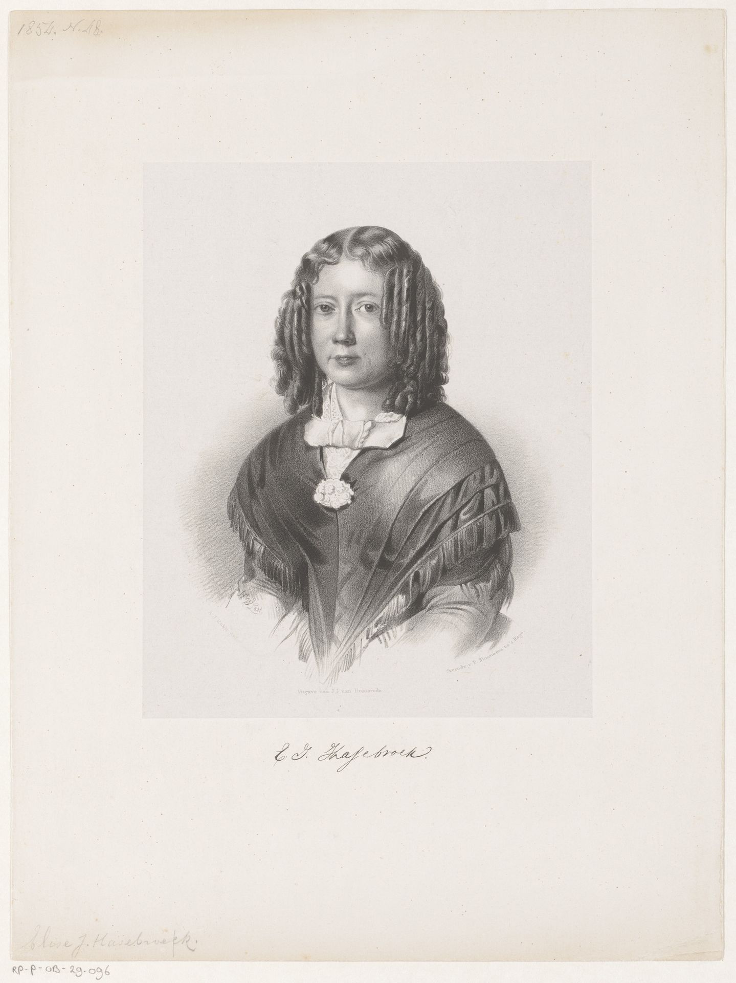 Portret van Elisabeth Johanna Hasebroek by Hendrik Wilhelmus Last