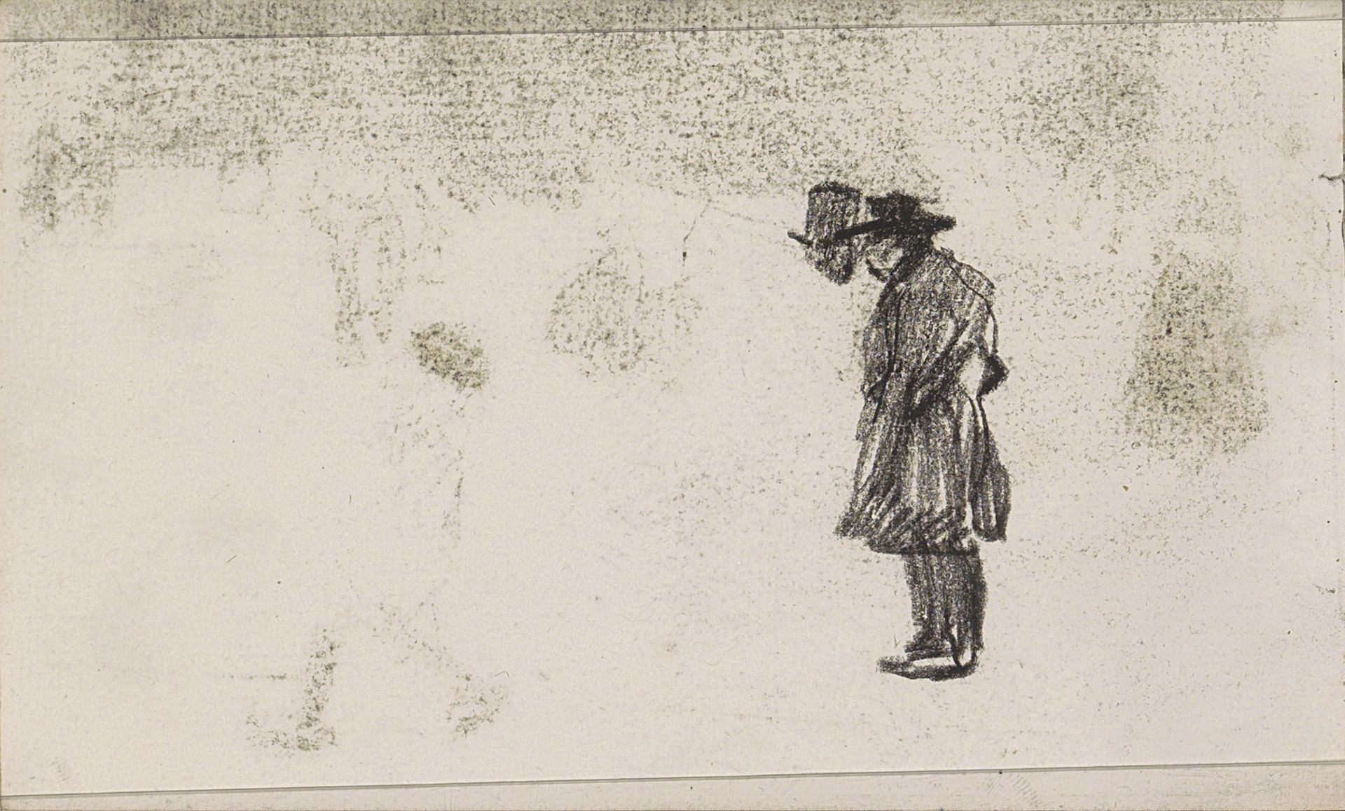 Staande man en een mannenhoofd met hoed by Isaac Israels
