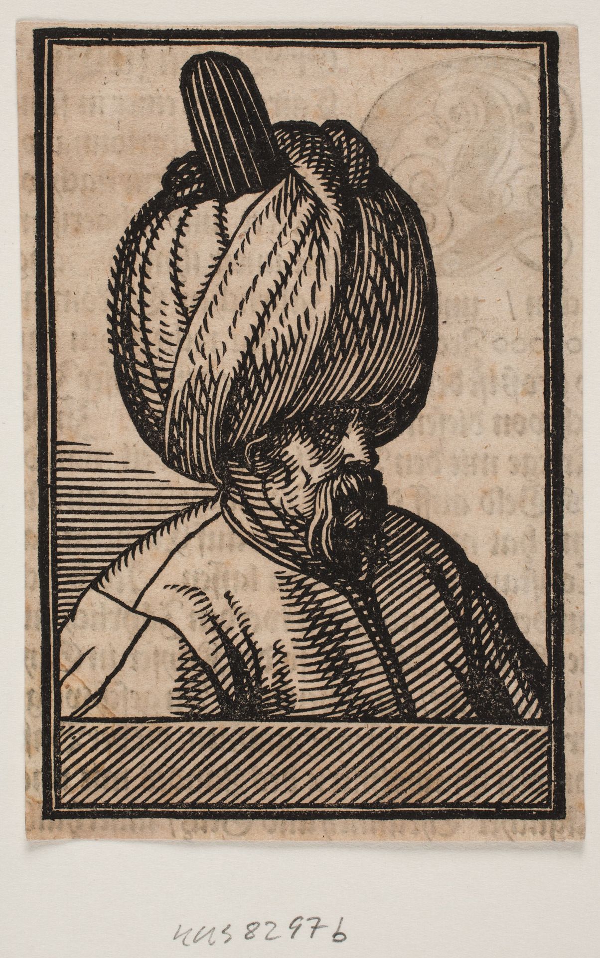 Bust of bearded man wearing a turban, 3/4 profile towards the right by Melchior Lorck