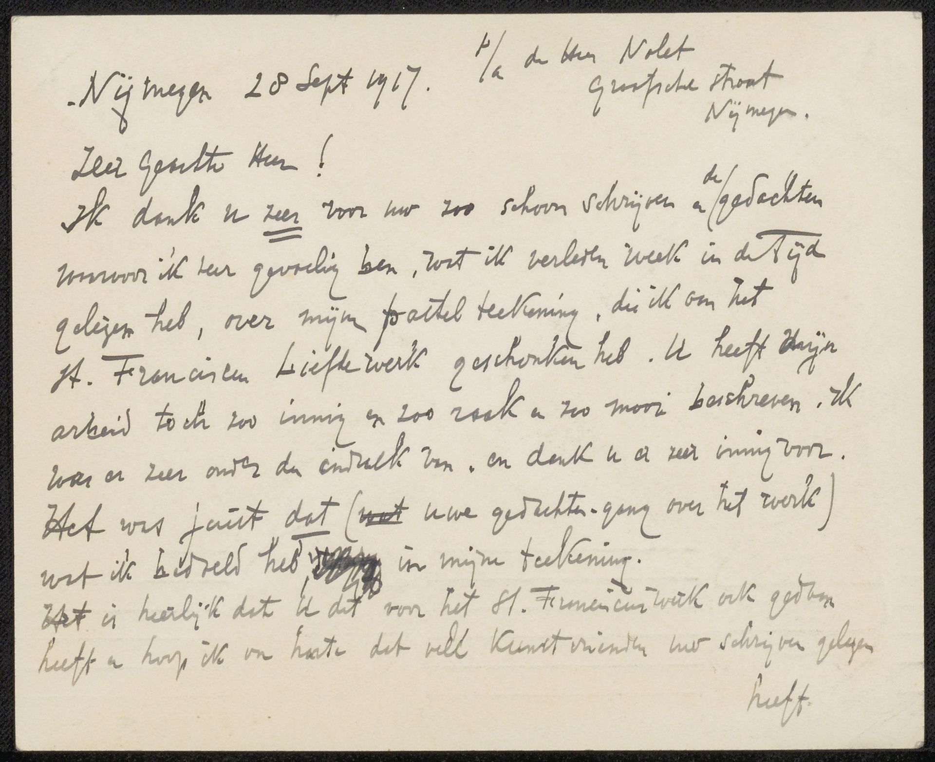 Brief aan L. van den Broeke by Jan Toorop