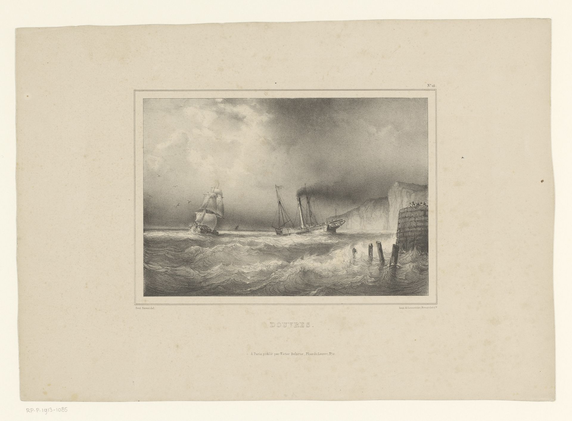 Schepen voor de kust van Dover by Ferdinand Victor Perrot