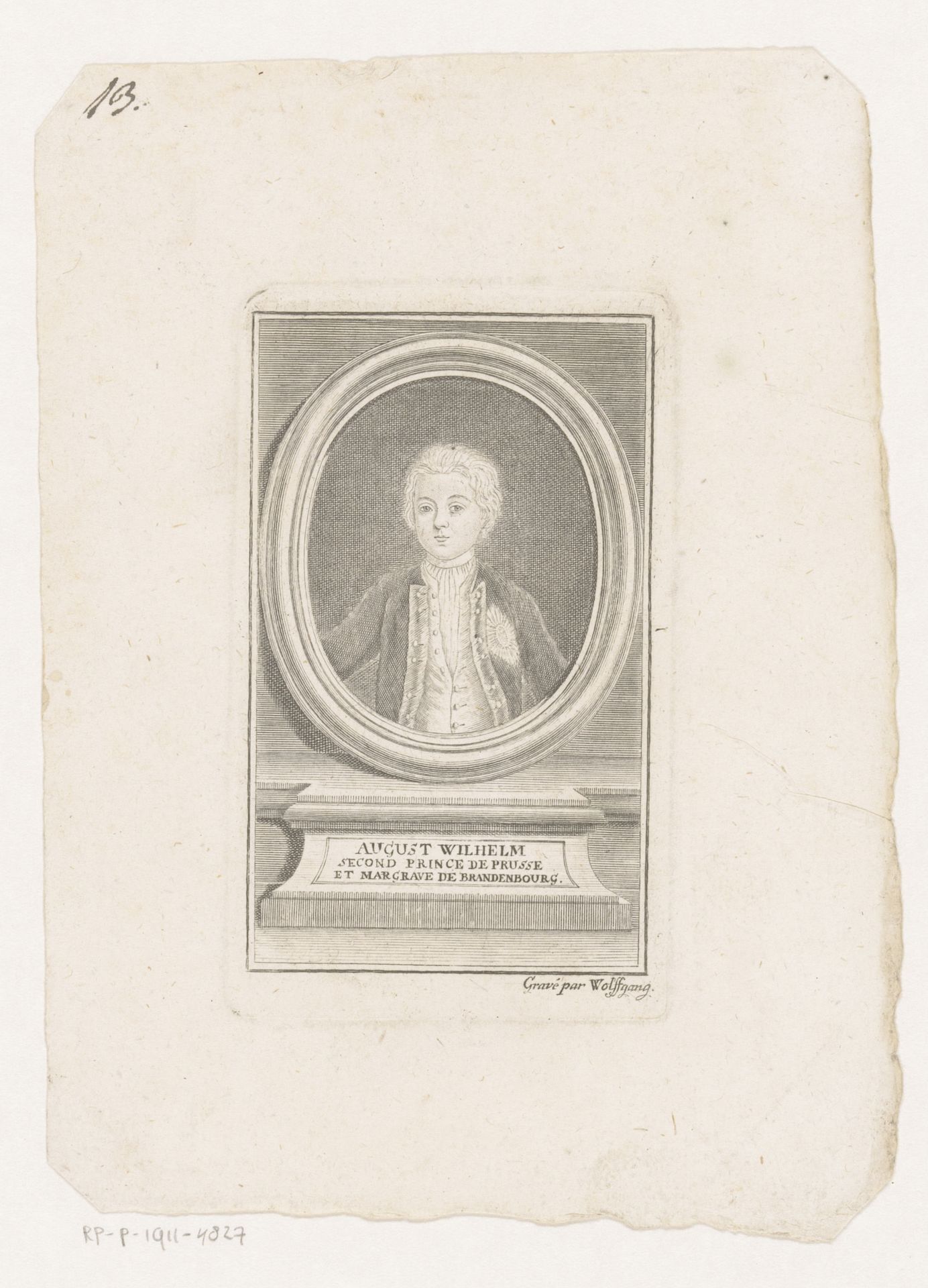 Portret van August Willem, prins van Pruisen by Gustav Andreas (1692-1775) Wolfgang