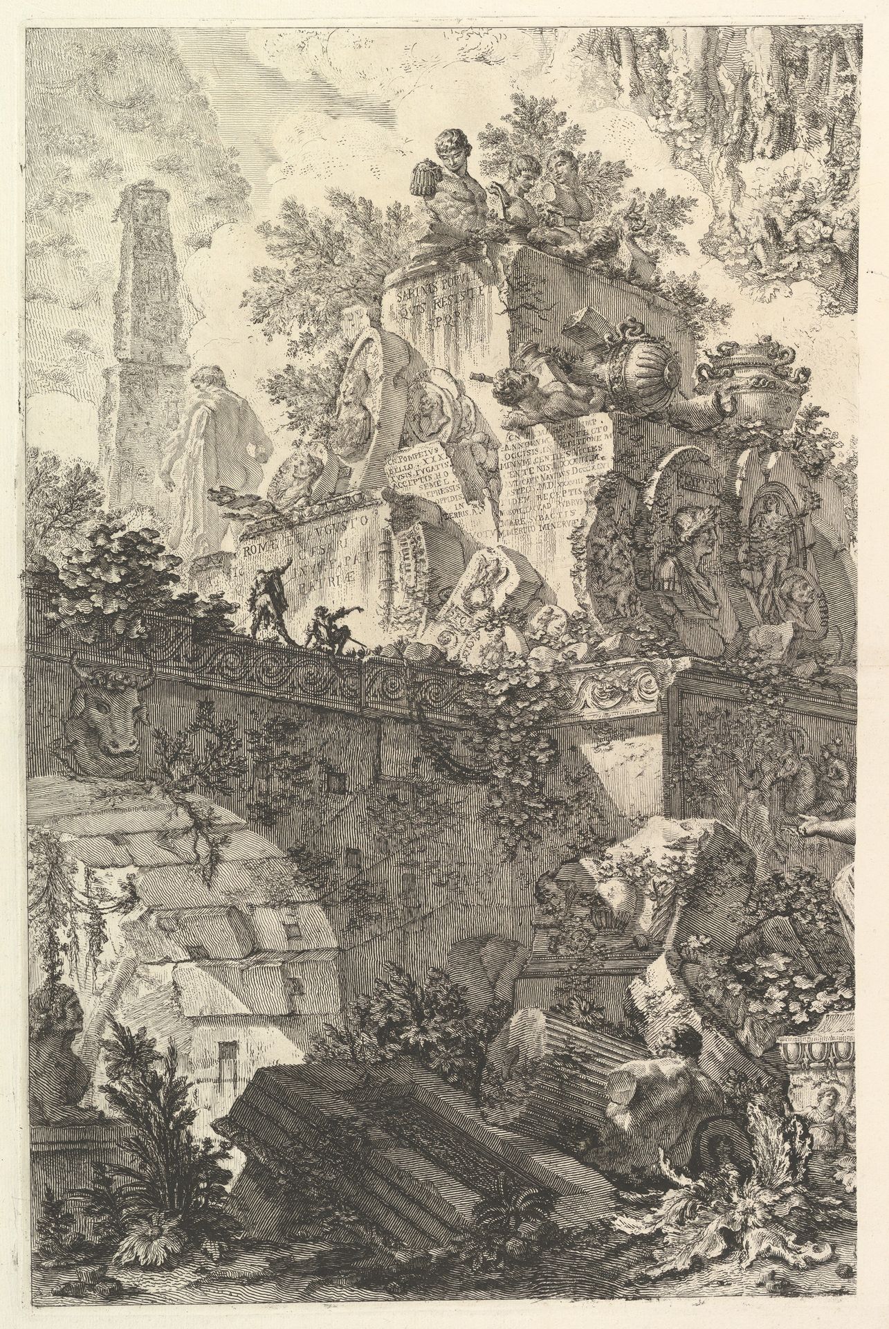 Frontispiece, with Statue of Minerva, from "Vedute di Roma" by Giovanni Battista Piranesi