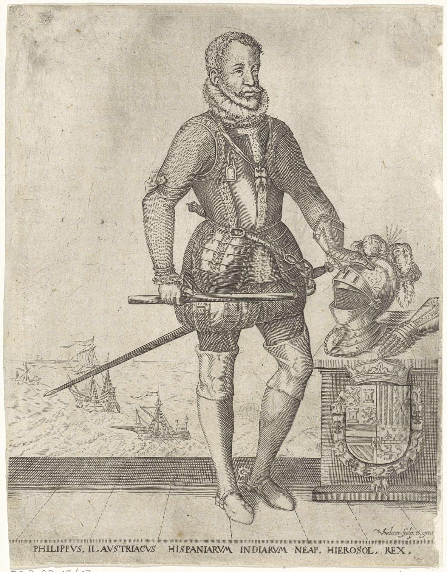 Portret van Filips II, koning van Spanje by Christoffel van Sichem I