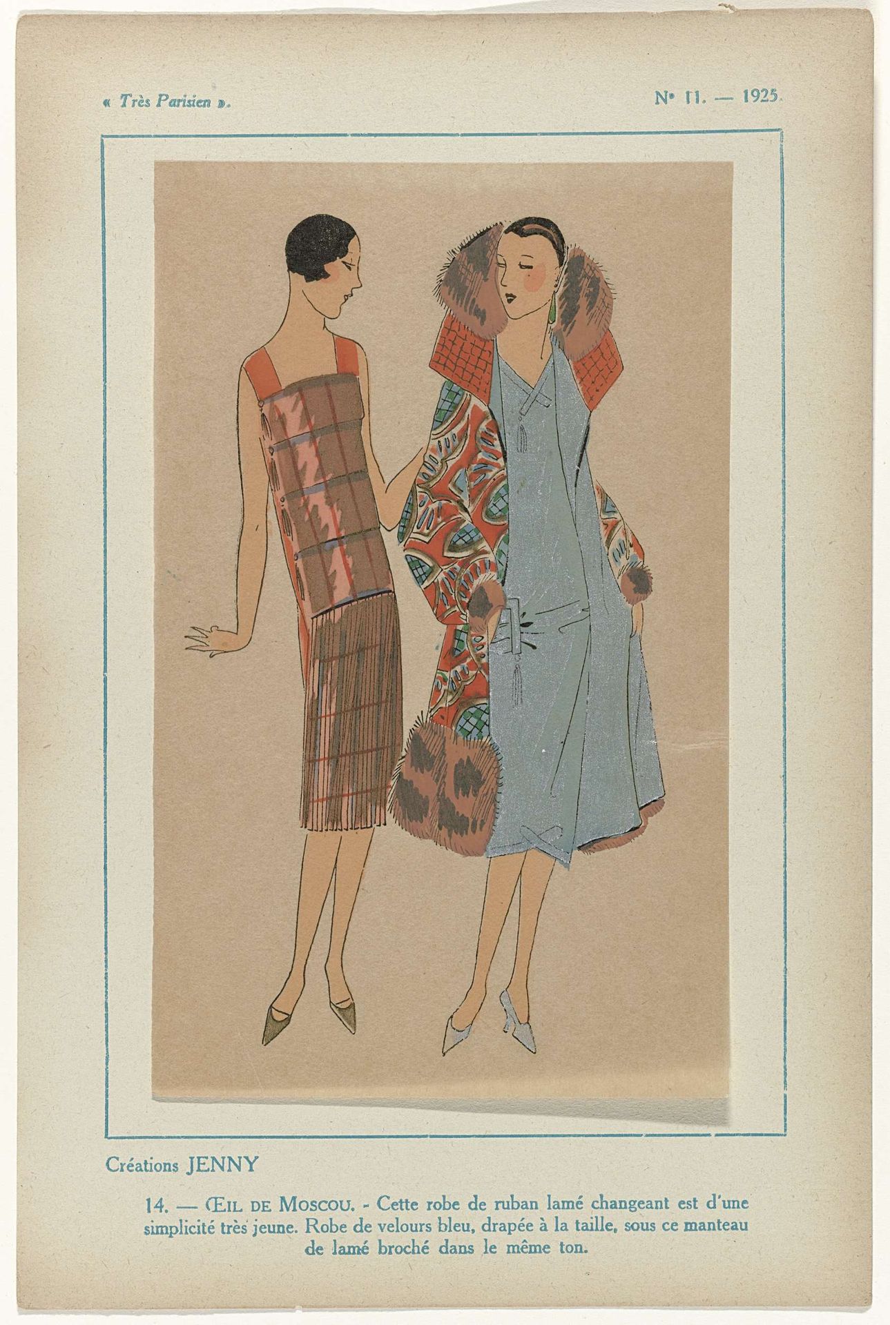 Très Parisien, 1925, No. 11, Pl. 14: Créations JENNY - OEIL DE MOSCOU by G-P. Joumard
