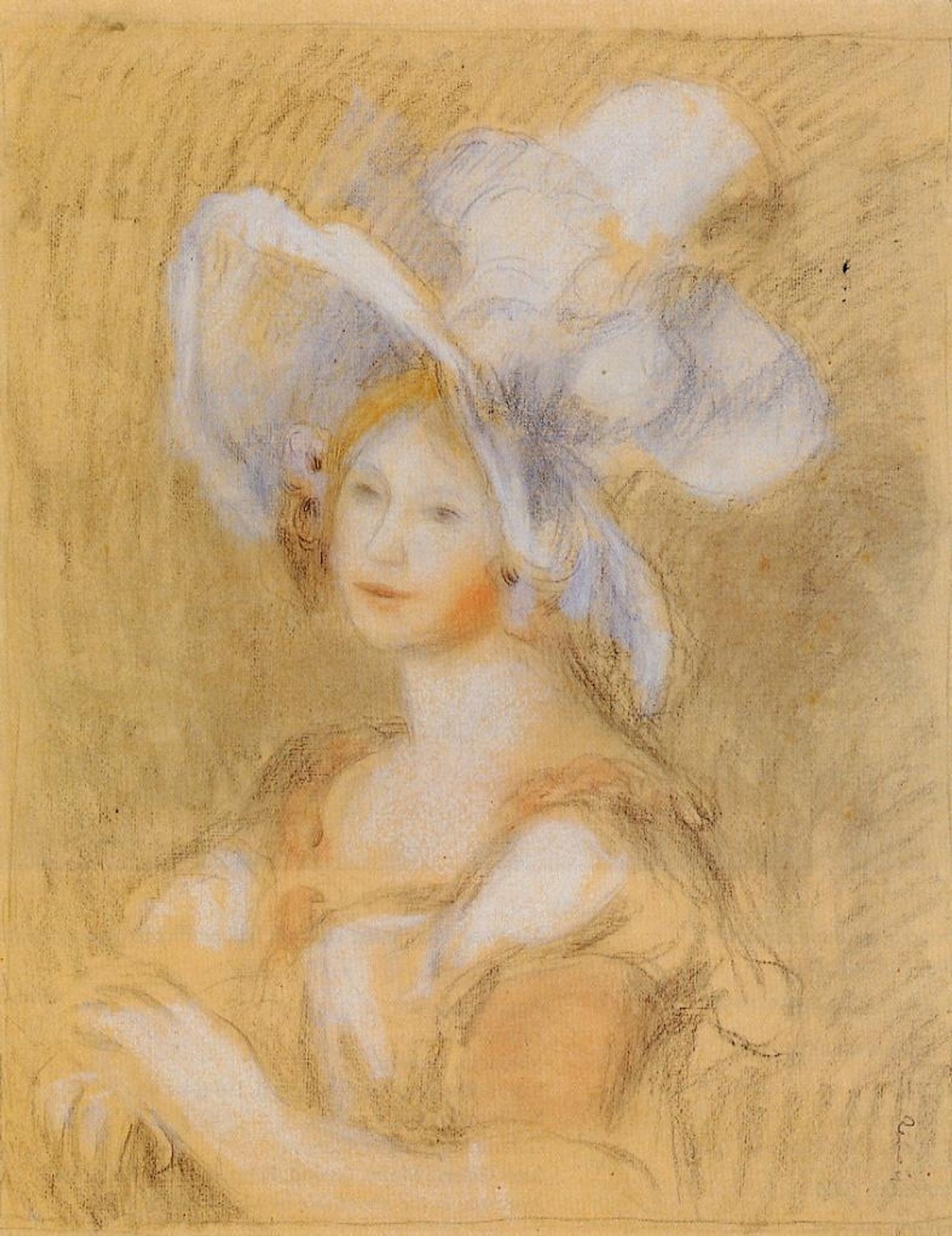 Amelie Dieterie in a White Hat by Pierre-Auguste Renoir