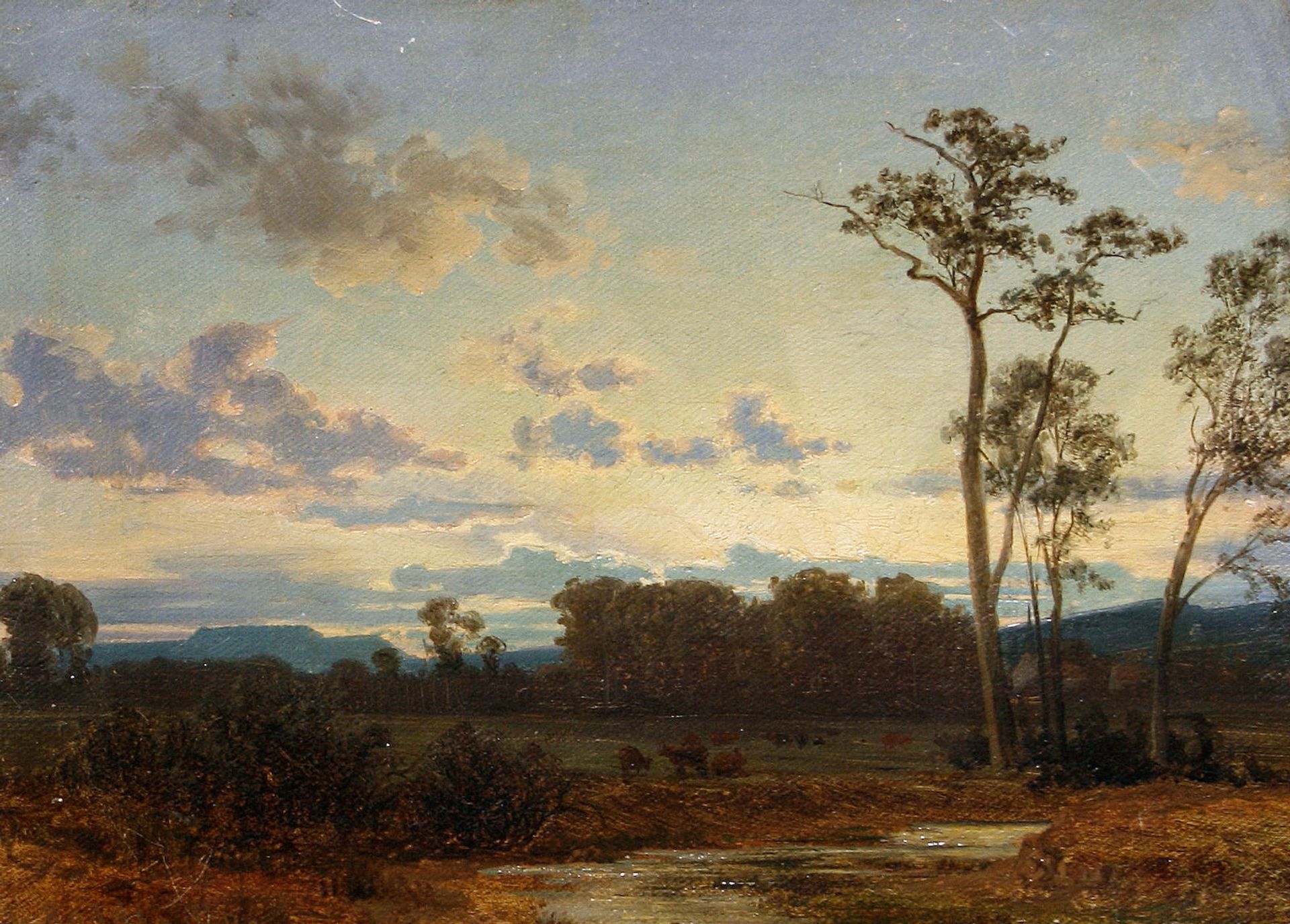 A River Landscape at Sunset by Carl Gustav Rodde