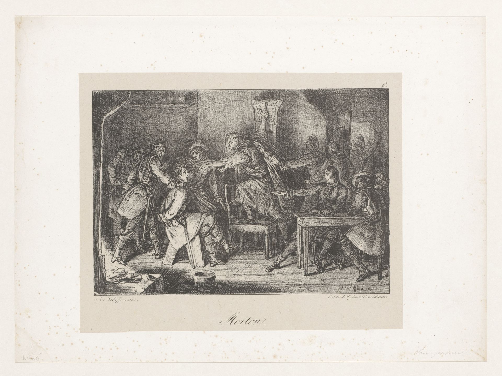 Geboeide man te midden van groep mannen by Ary Scheffer
