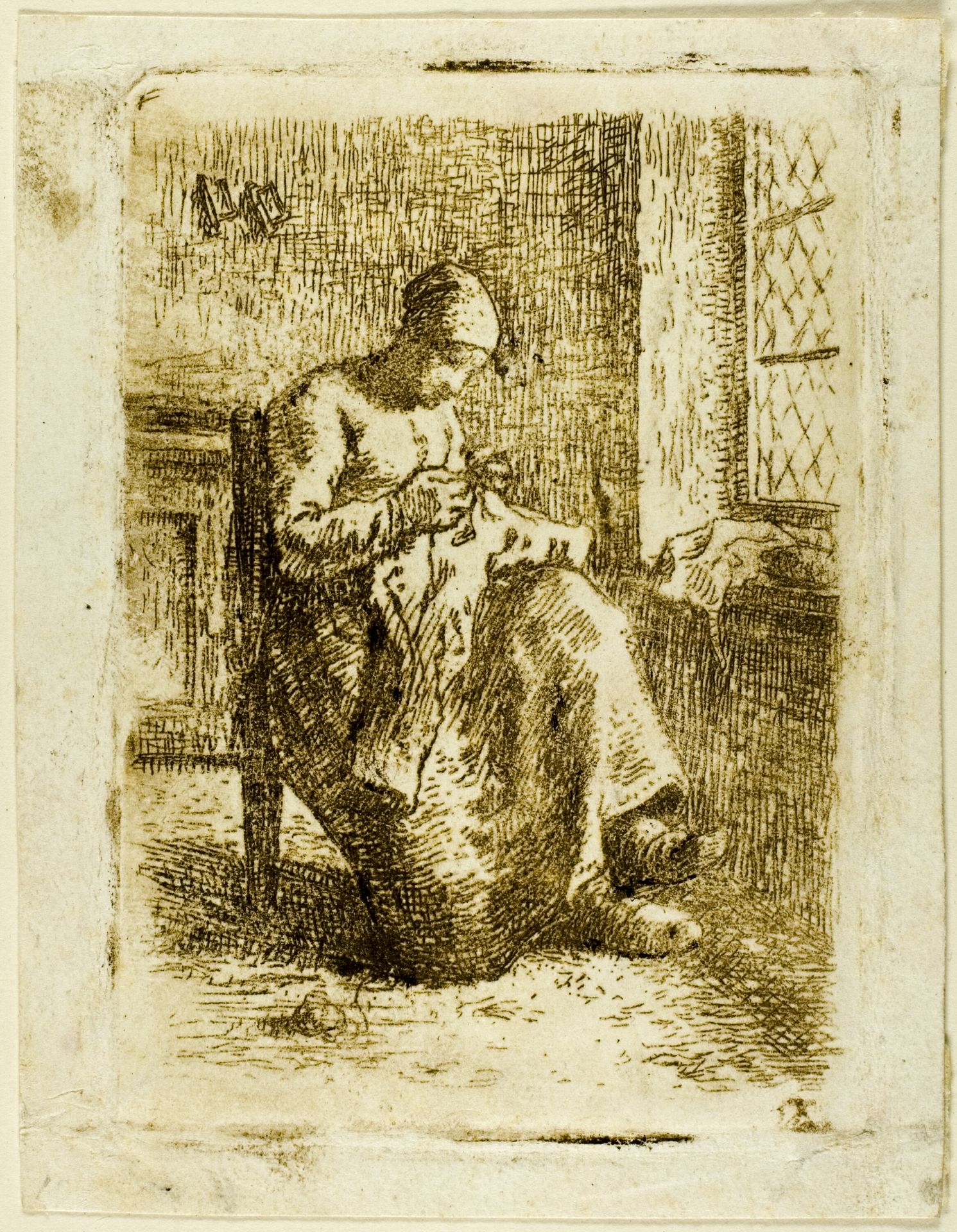 A Woman Sewing by Jean-François Millet