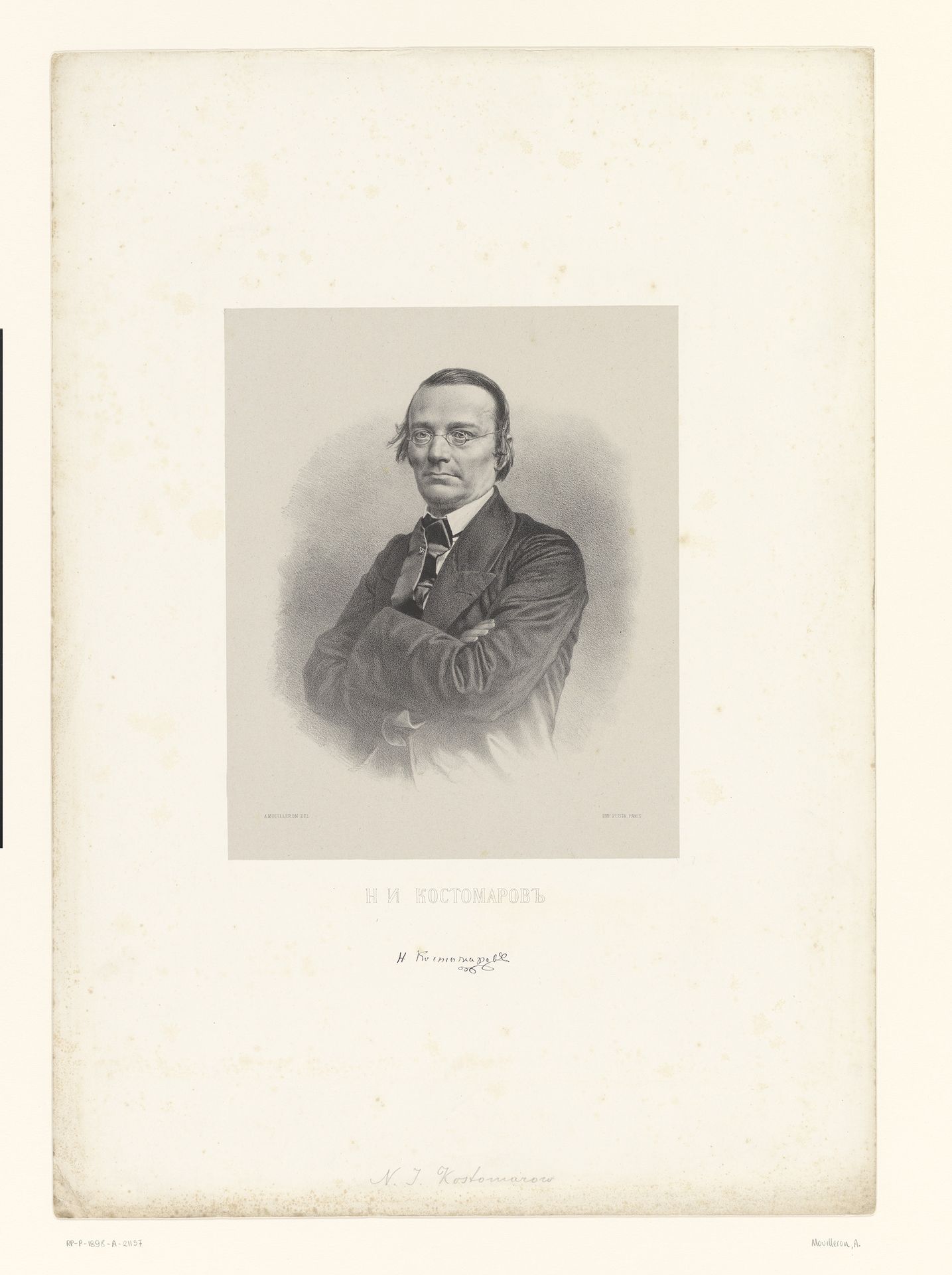Portret van historicus Nikolay Kostomarov by Adolphe Mouilleron