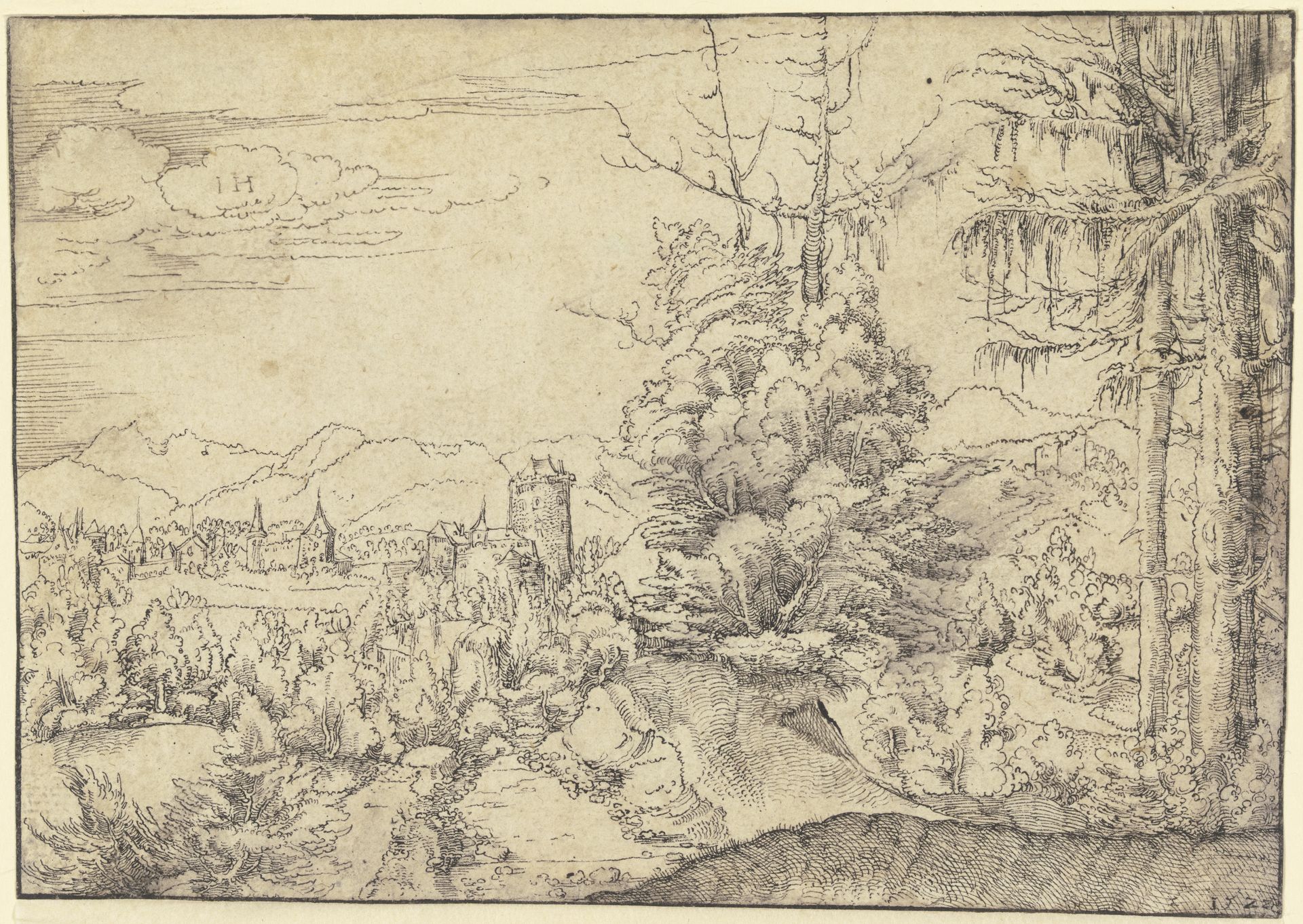 Altdorfers Landschaft mit zwei Fichten by Albrecht Altdorfer