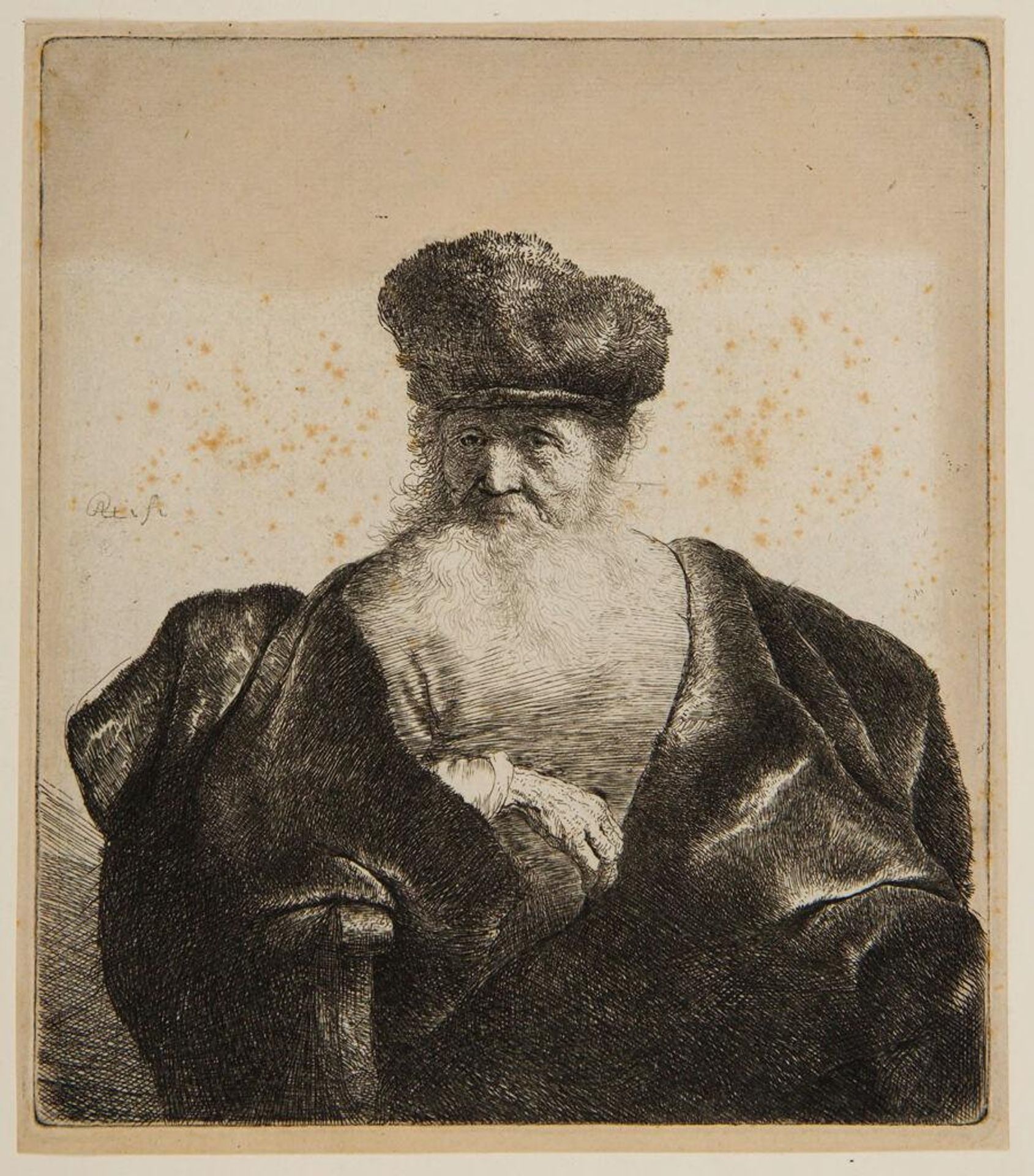 Old Man with Beard, Fur Cap, and Velvet Cloak by Rembrandt van Rijn