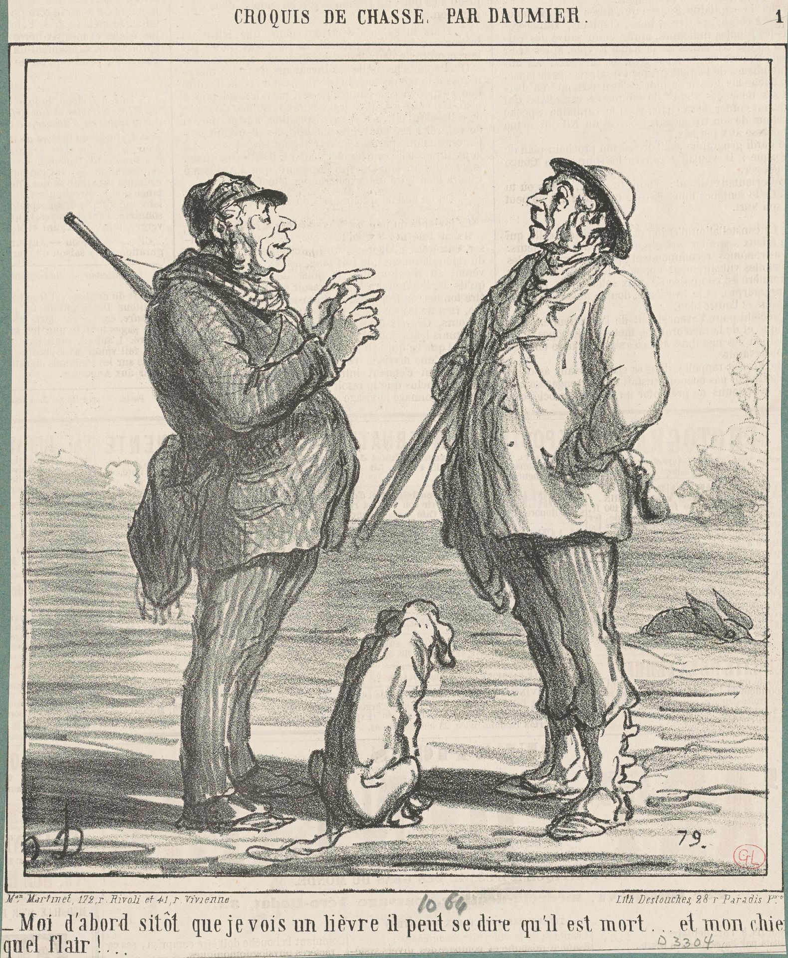 Moi d'abord sitot que je vois un lièvre ... by Honoré Daumier