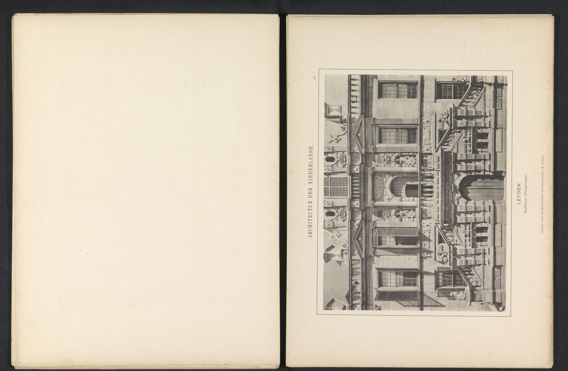 Gezicht op het bordes van het stadhuis van Leiden by Anonymous