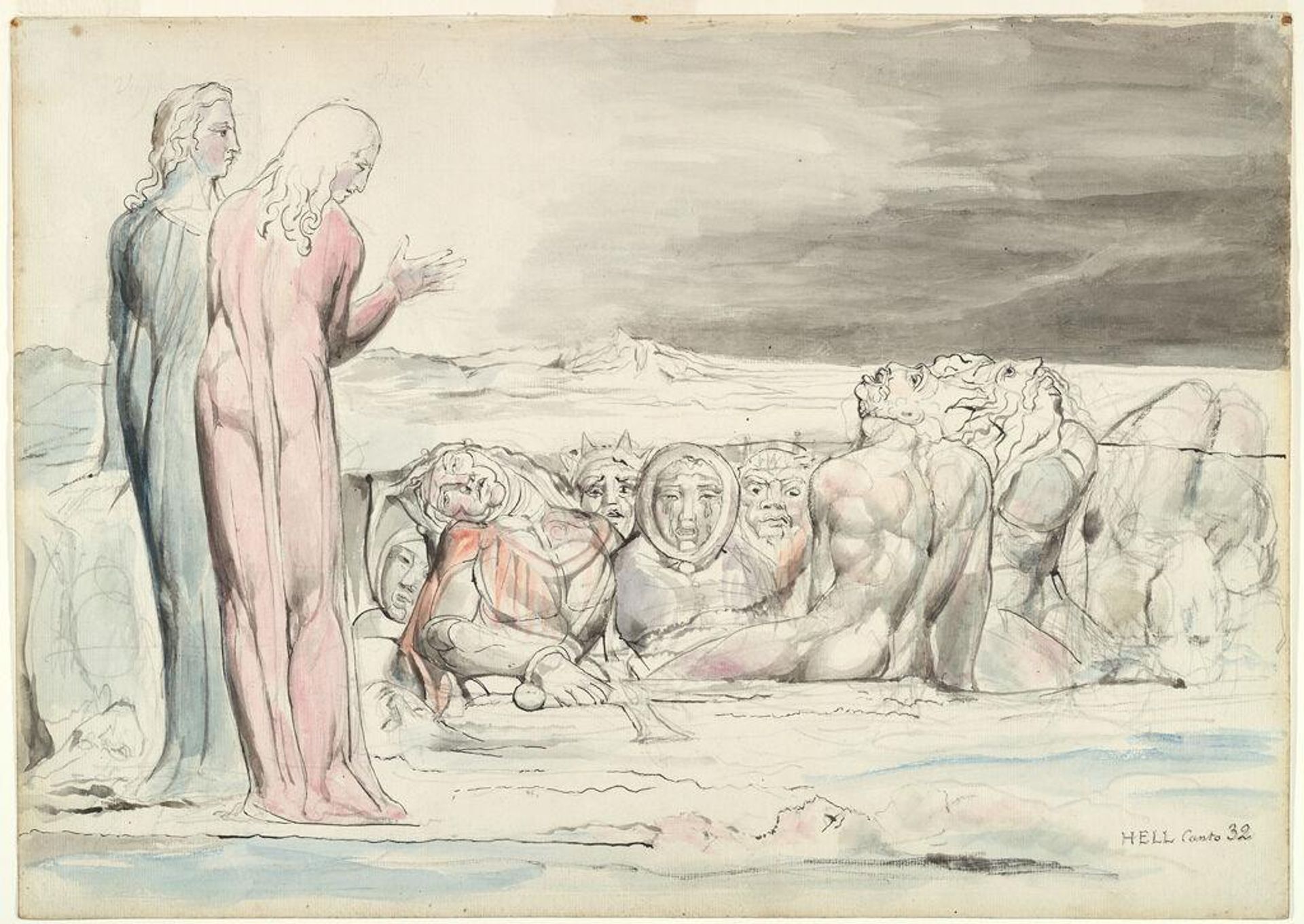 The Circle of Traitors: Alberti Brothers (from Dante's "Divine Comedy") by William Blake