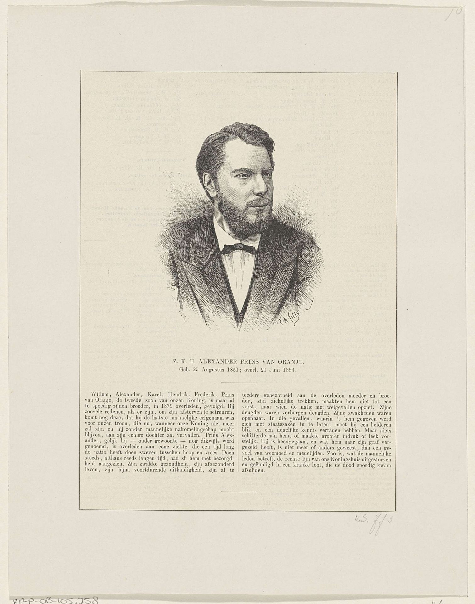 Portret van Alexander, prins der Nederlanden by E. & A. Tilly