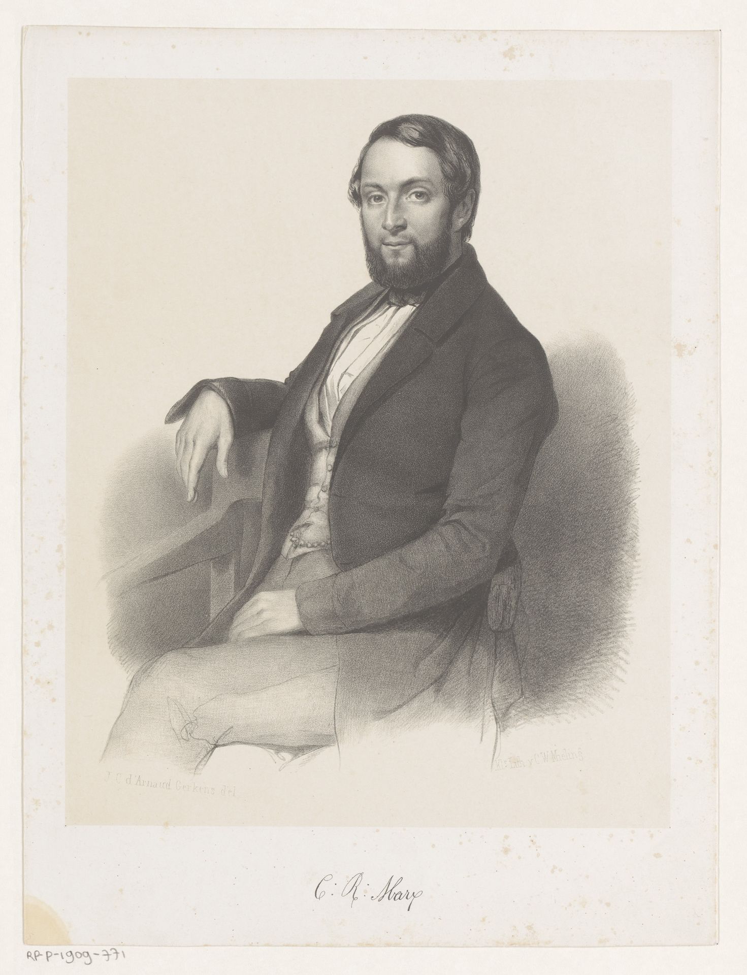 Portret van C.R. Marx by Johannes Christiaan d' Arnaud Gerkens