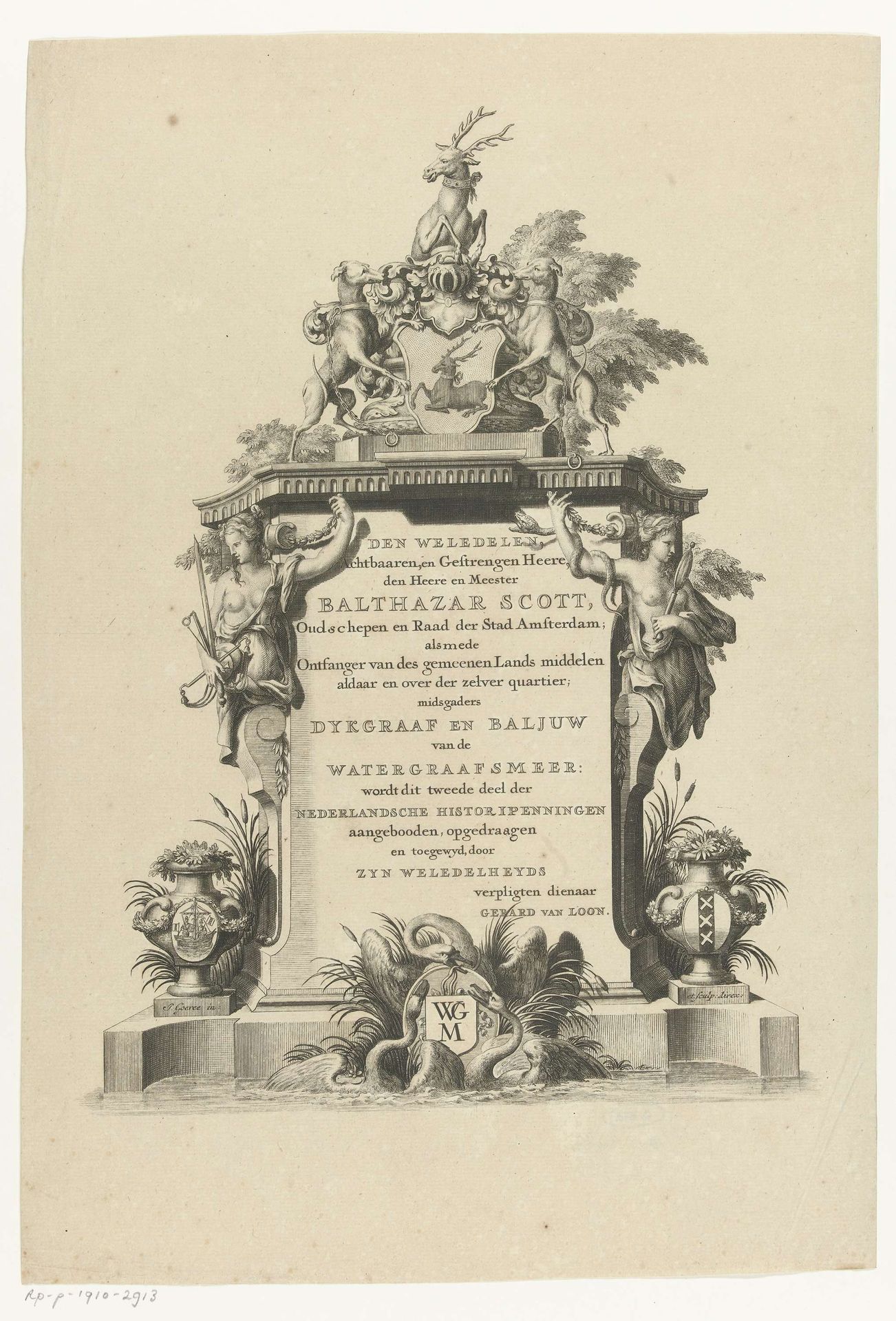 Monument met opdracht aan Balthazar Scott by Jan Goeree