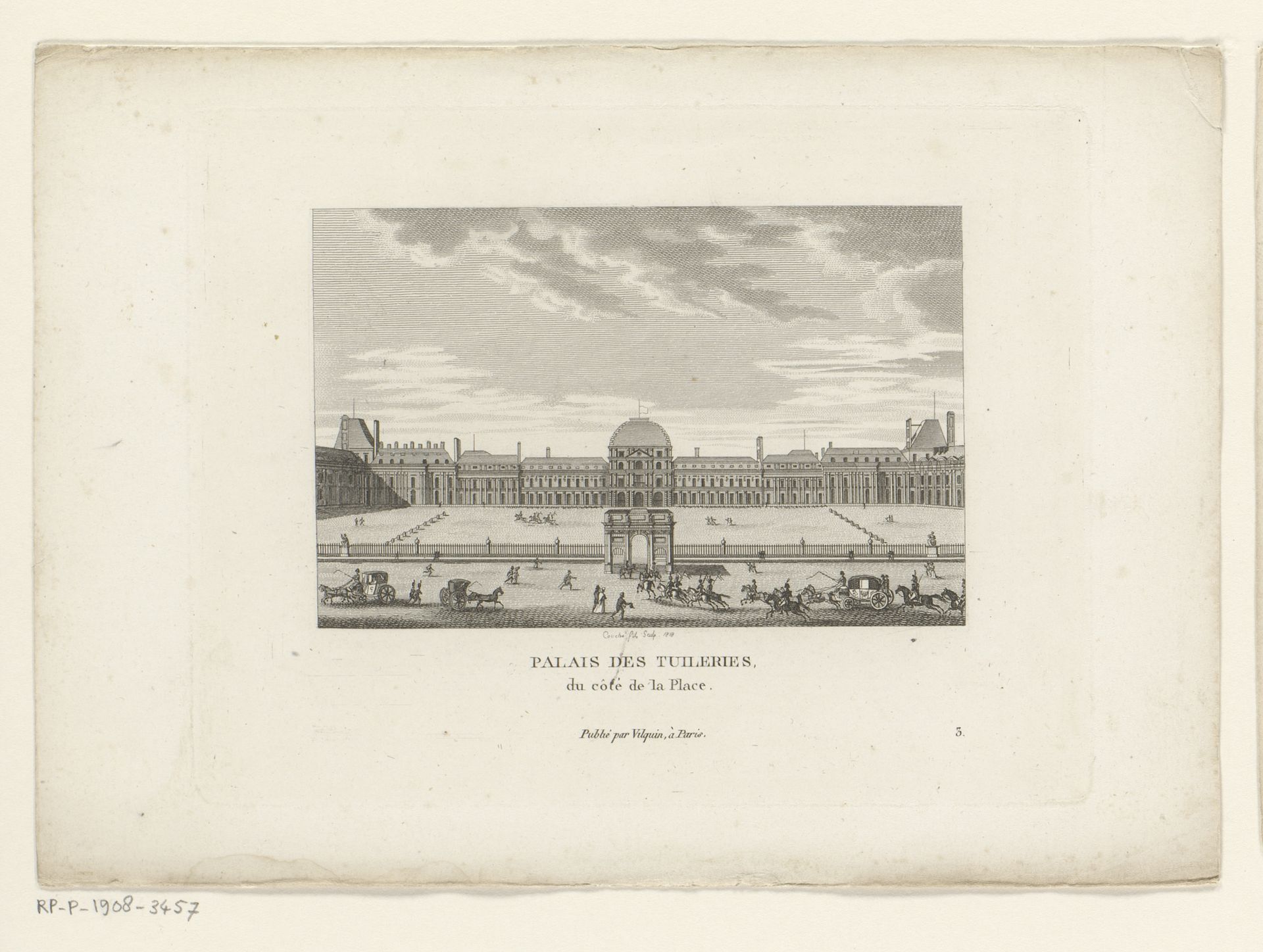Gezicht op het Tuilerieënpaleis te Parijs by François Louis Couché