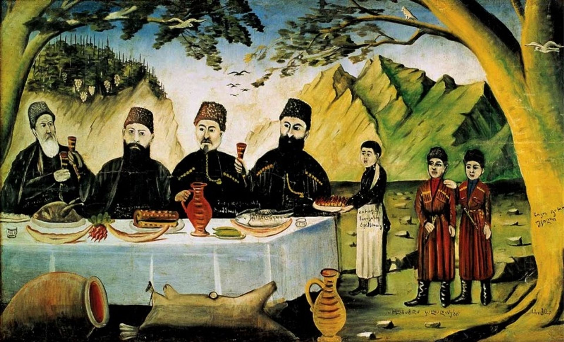 The feast of Gvimradze family by Niko Pirosmani