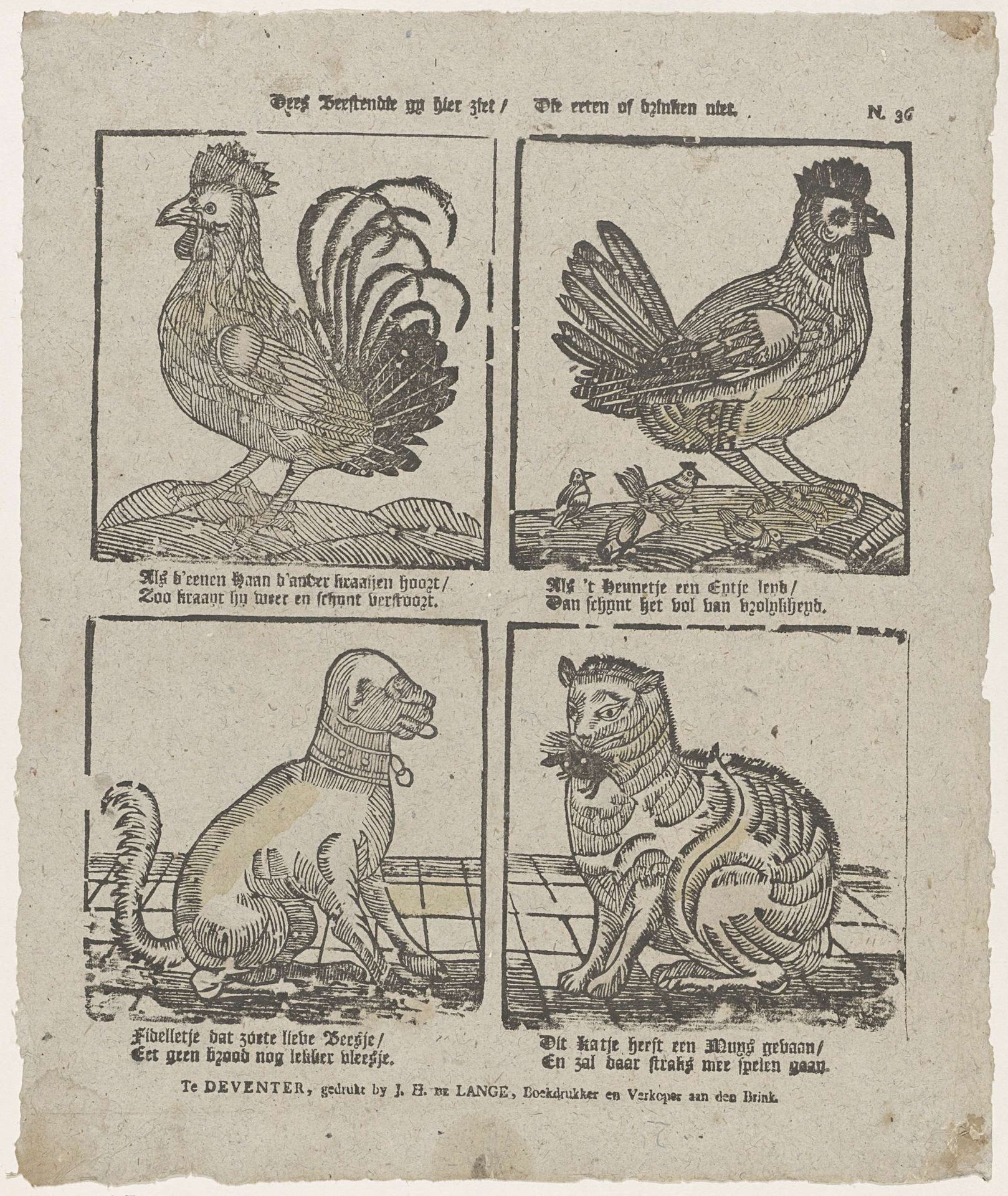 Dees beesten die gy hier ziet / Die eeten of drinken niet by Jan Hendrik de Lange