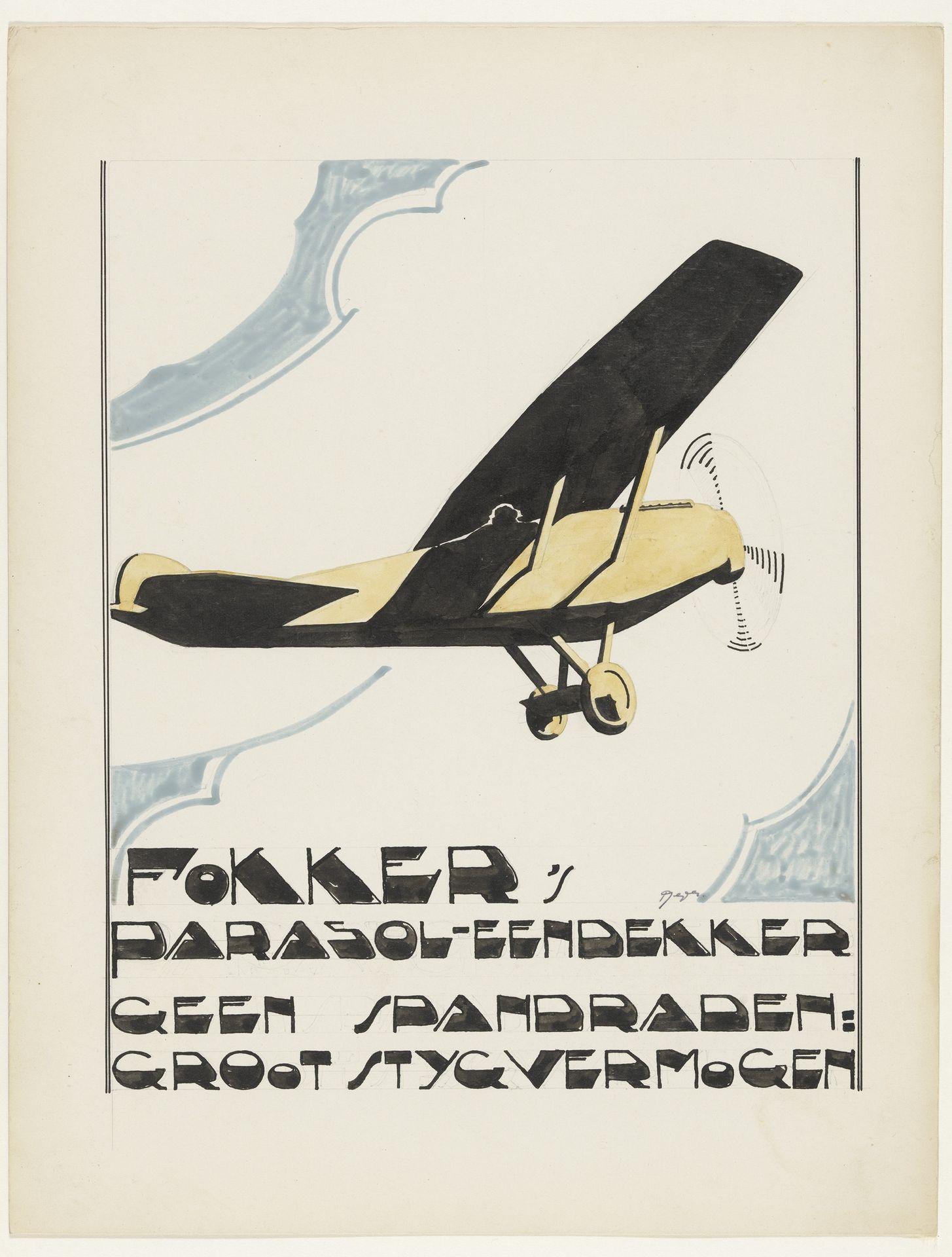 Fokker's parasol-eendekker. Geen spandraden: groot stygvermogen by Reijer Stolk