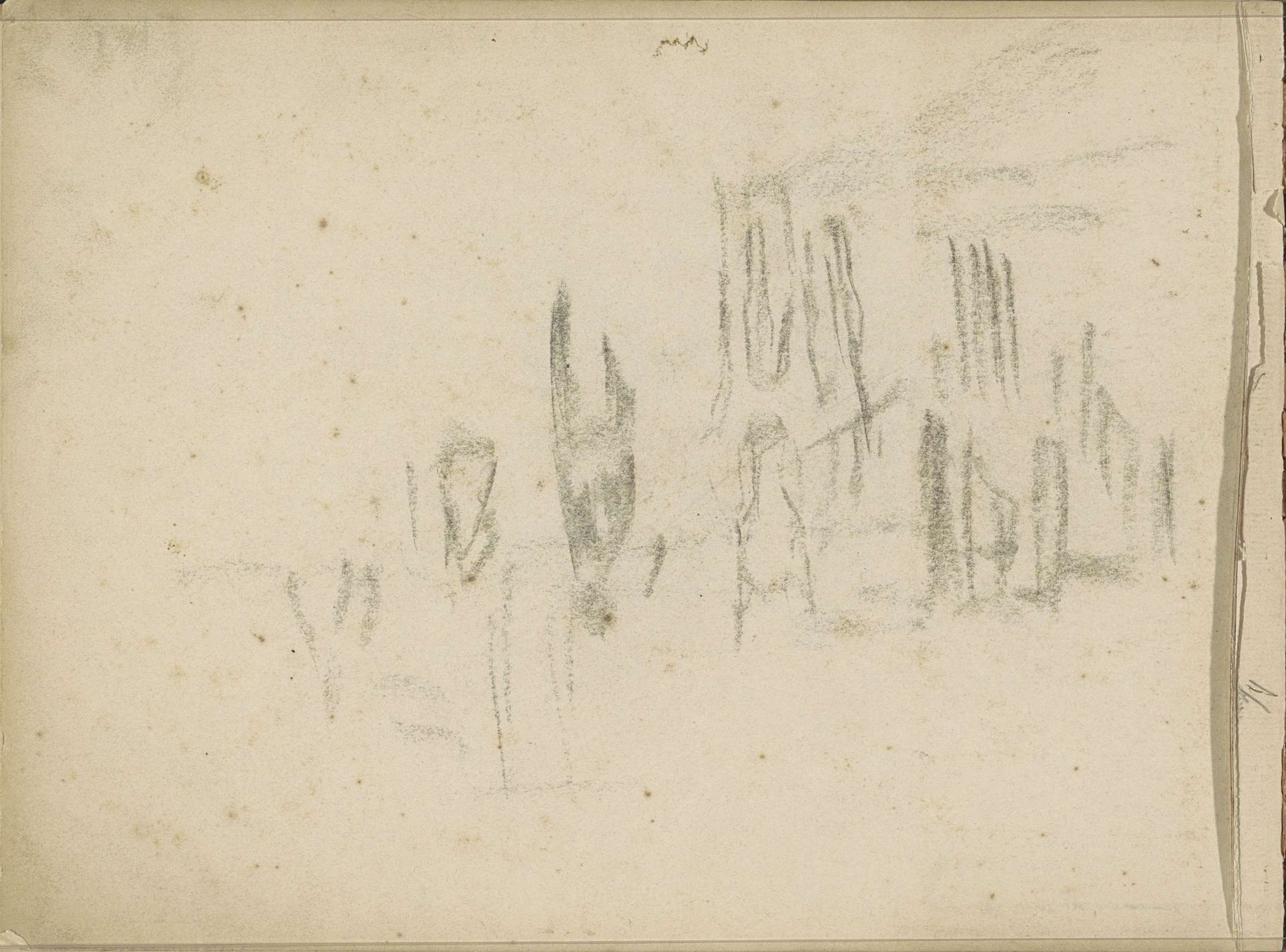 Figuren en een aangespannen paard by George Hendrik Breitner