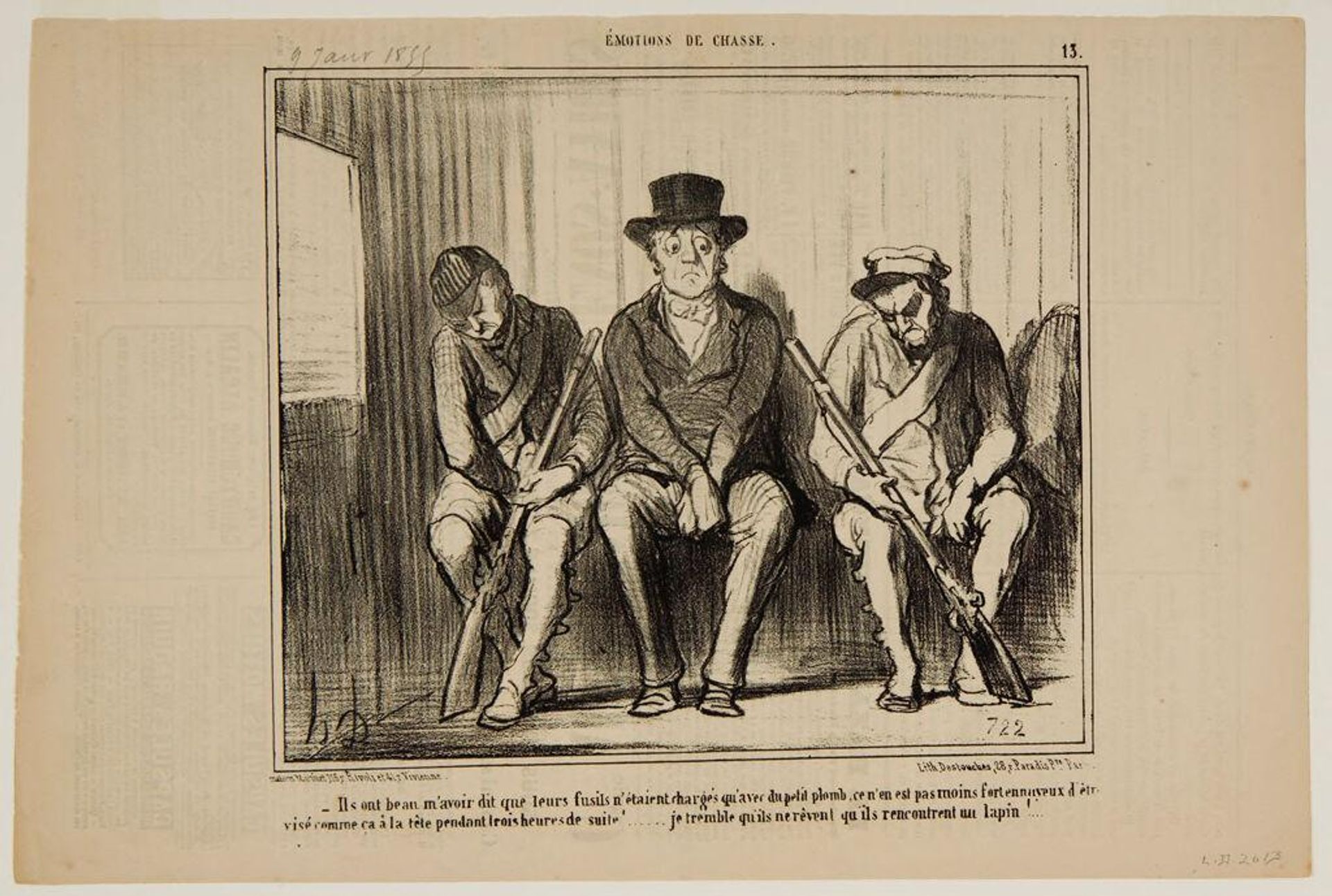"They were good to tell me that their guns were only charged with bird shot..." by Honoré Daumier