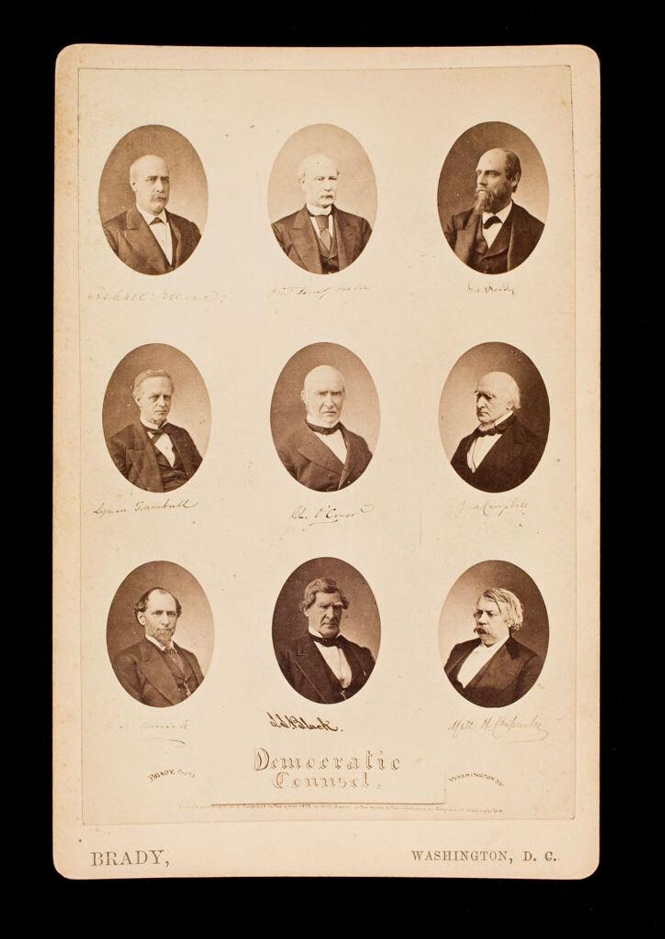 Democratic Counsel (nine vignette portraits with facsimile autographs) by Mathew B. Brady