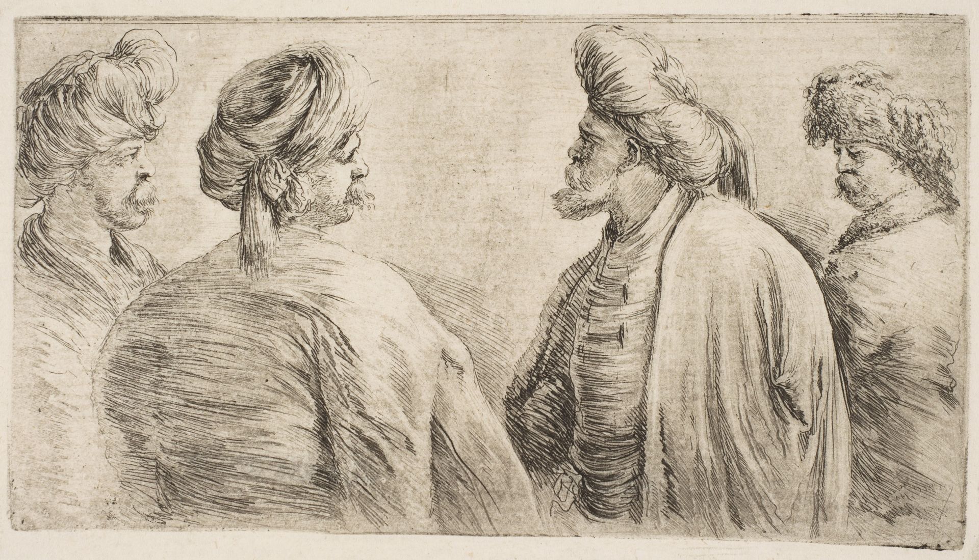 Four Turks, Half Length by Stefano della Bella