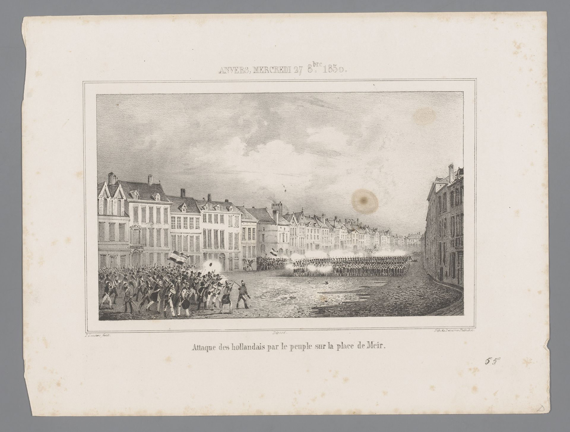 Gevechten op de Meir te Antwerpen by Paulus Lauters