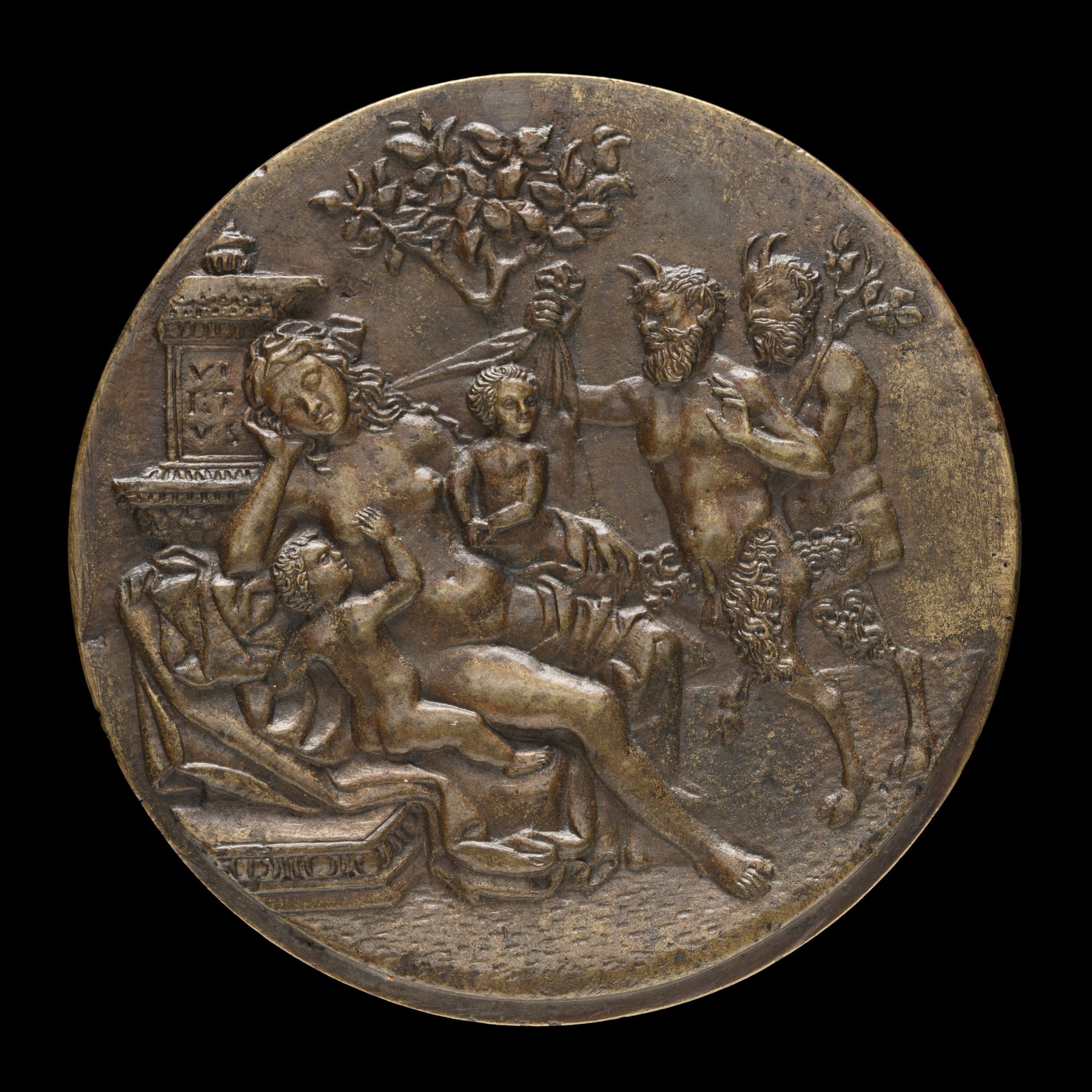 Sleeping Nymph and Two Satyrs [reverse] by Pseudo Antonio da Brescia