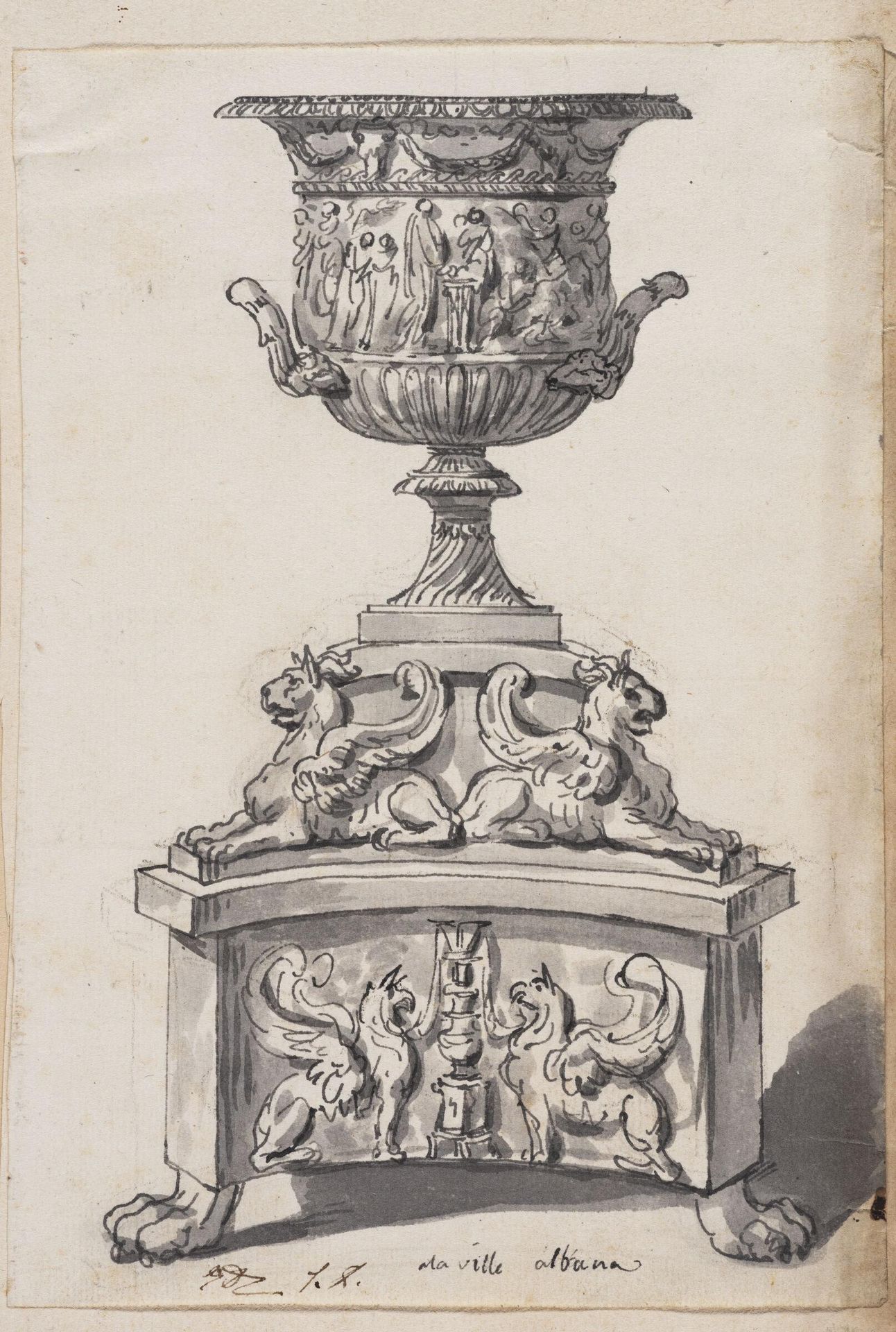 Large Urn on a Sculpted Base (The Roman Album) by Jacques-Louis David