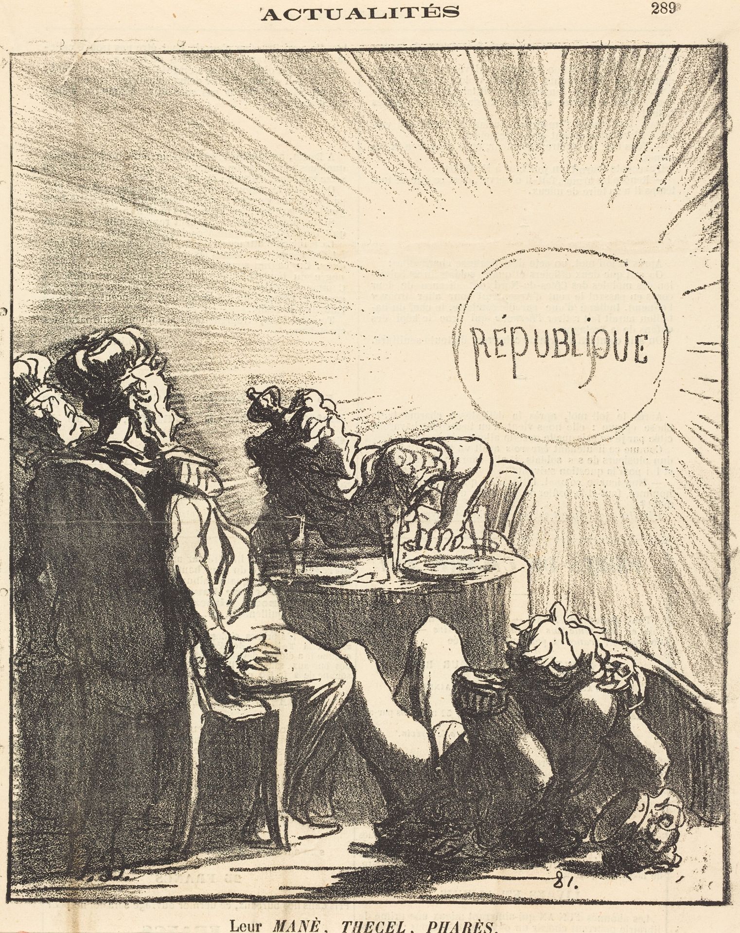 Leur Mané, Thecel, Pharès by Honoré Daumier