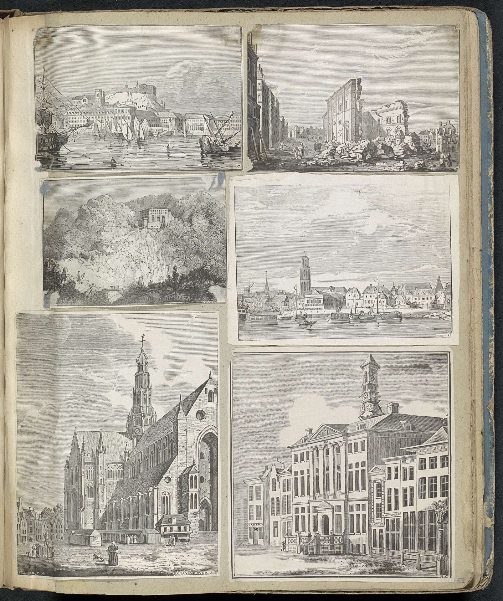 Albumblad met diverse voorstellingen by Alexander Cranendoncq